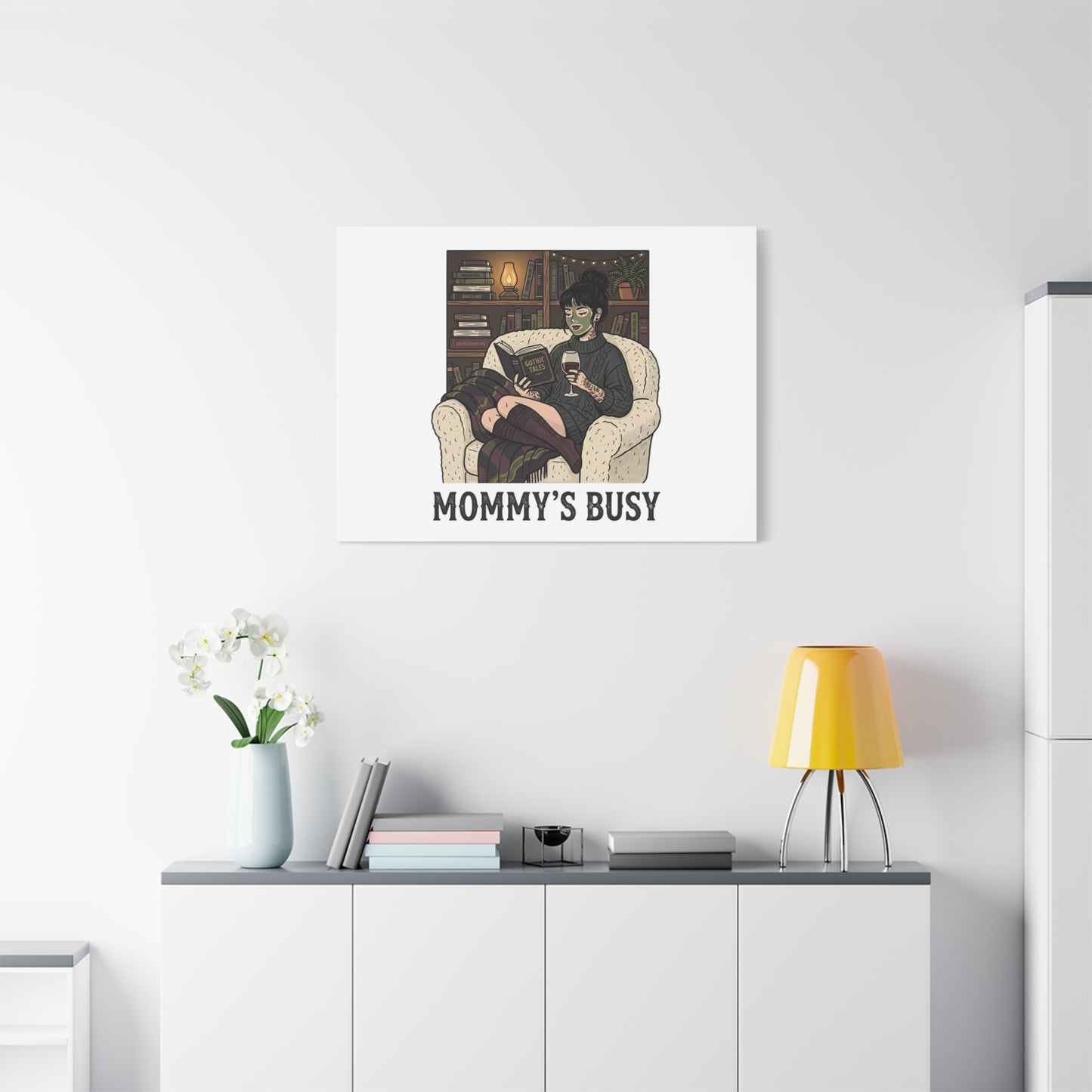 Mommy's Busy Reading Canvas, Book Lover Wall Art | Cozy Reader, Dark Academia