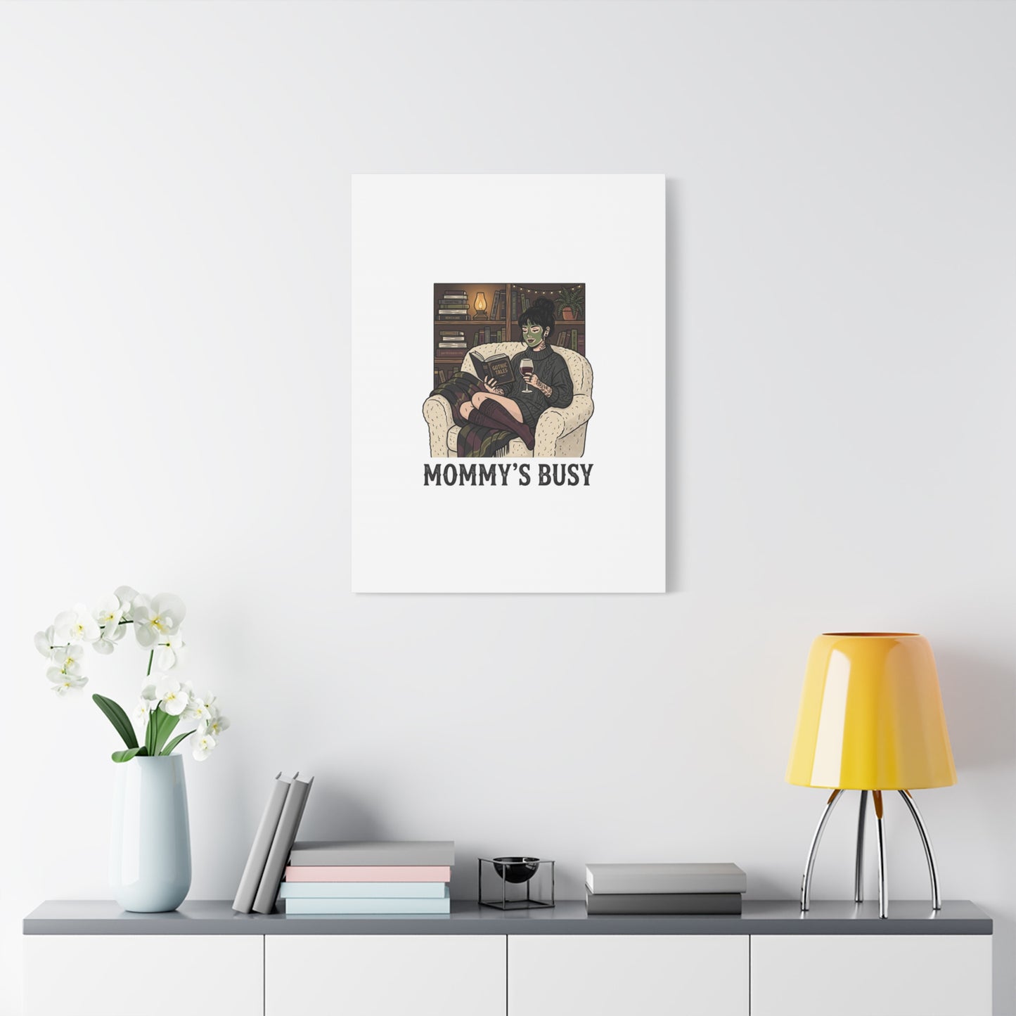 Mommy's Busy Reading Canvas, Book Lover Wall Art | Cozy Reader, Dark Academia