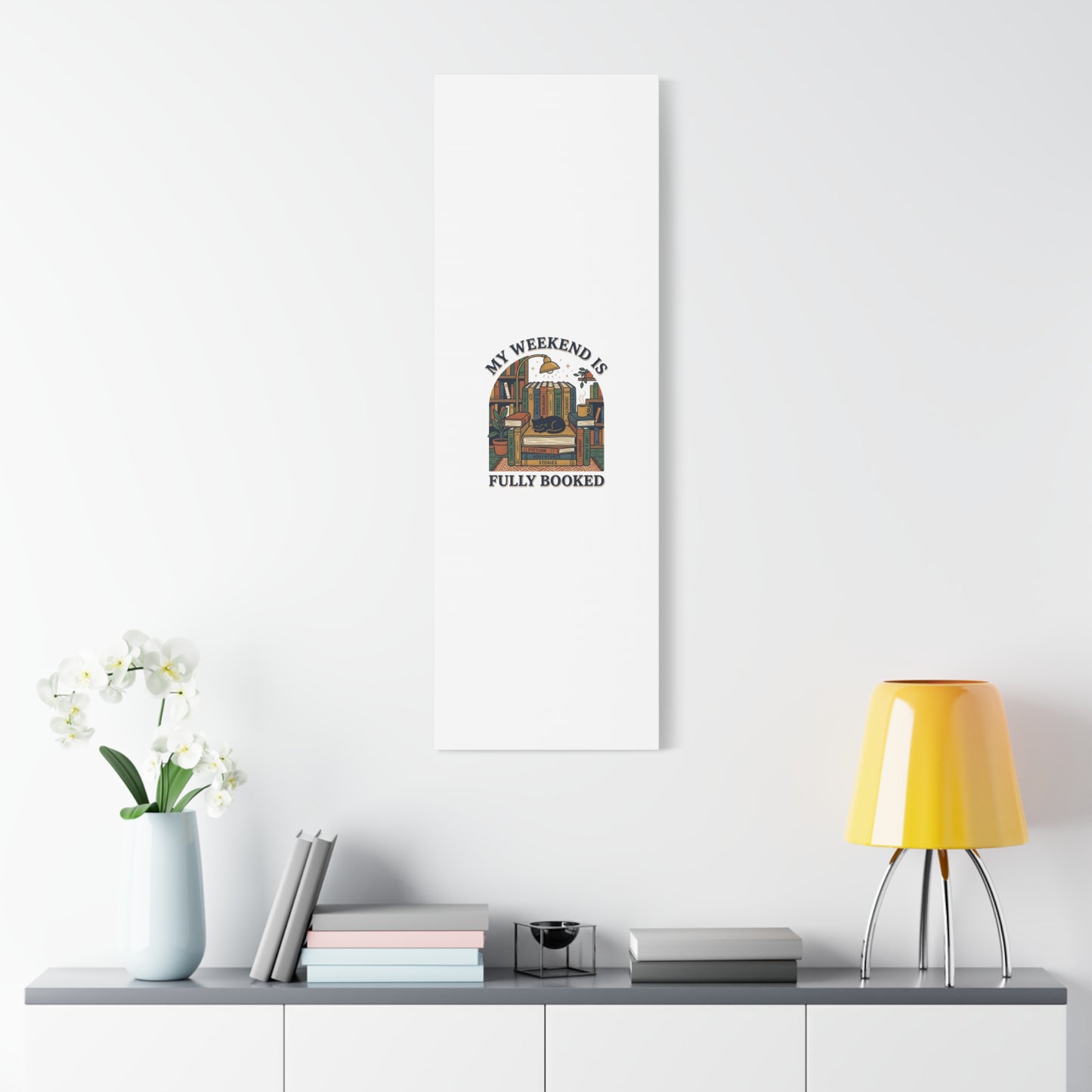 My Weekend Is Fully Booked Canvas | Book Lover, Cozy Reader Art