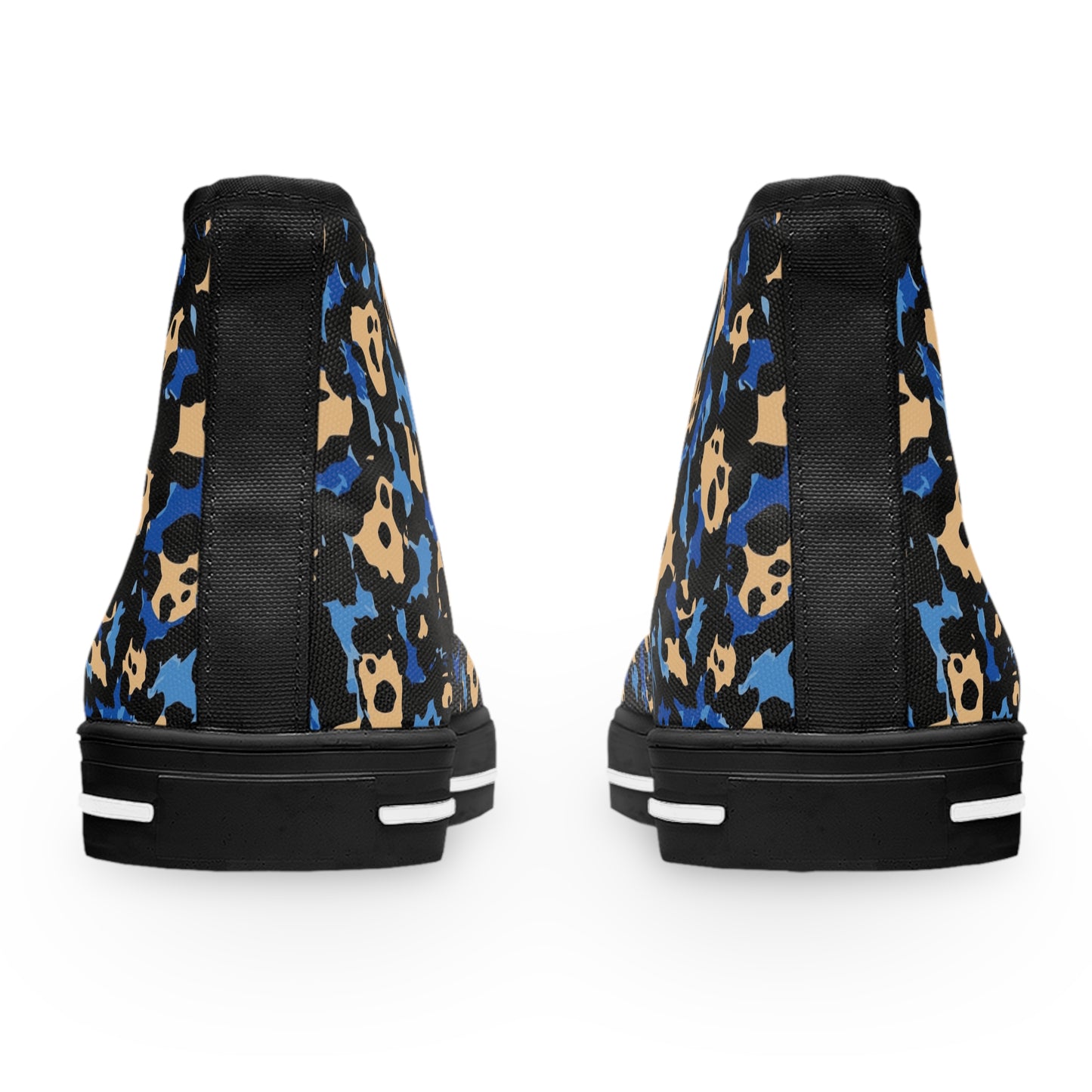 Women's Beautiful In Blue High Top Sneakers — Blue & Tan Leopard Print Canvas Shoes