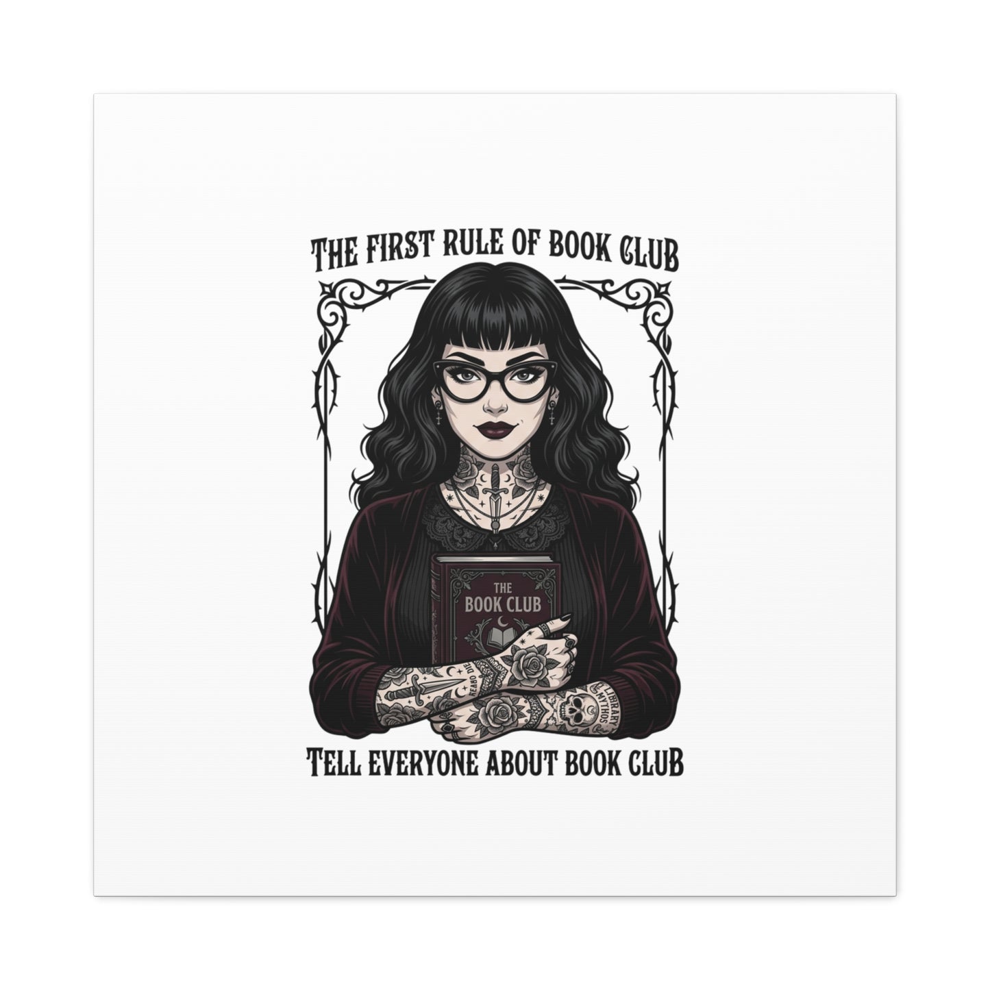 Book Club Rule Canvas | Book Lover, Dark Academia Reading Decor