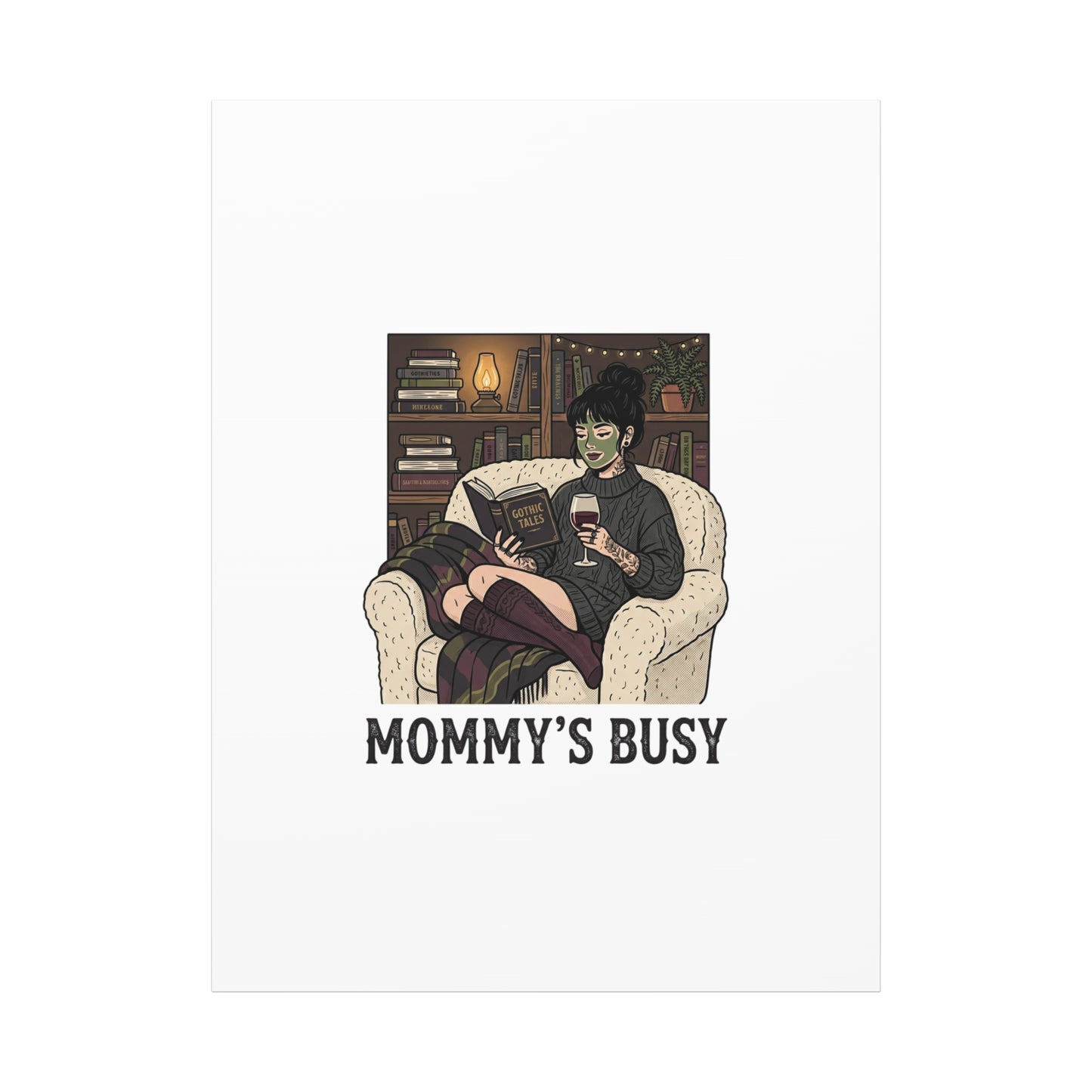Mommy's Busy Reading Canvas, Book Lover Wall Art | Cozy Reader, Dark Academia