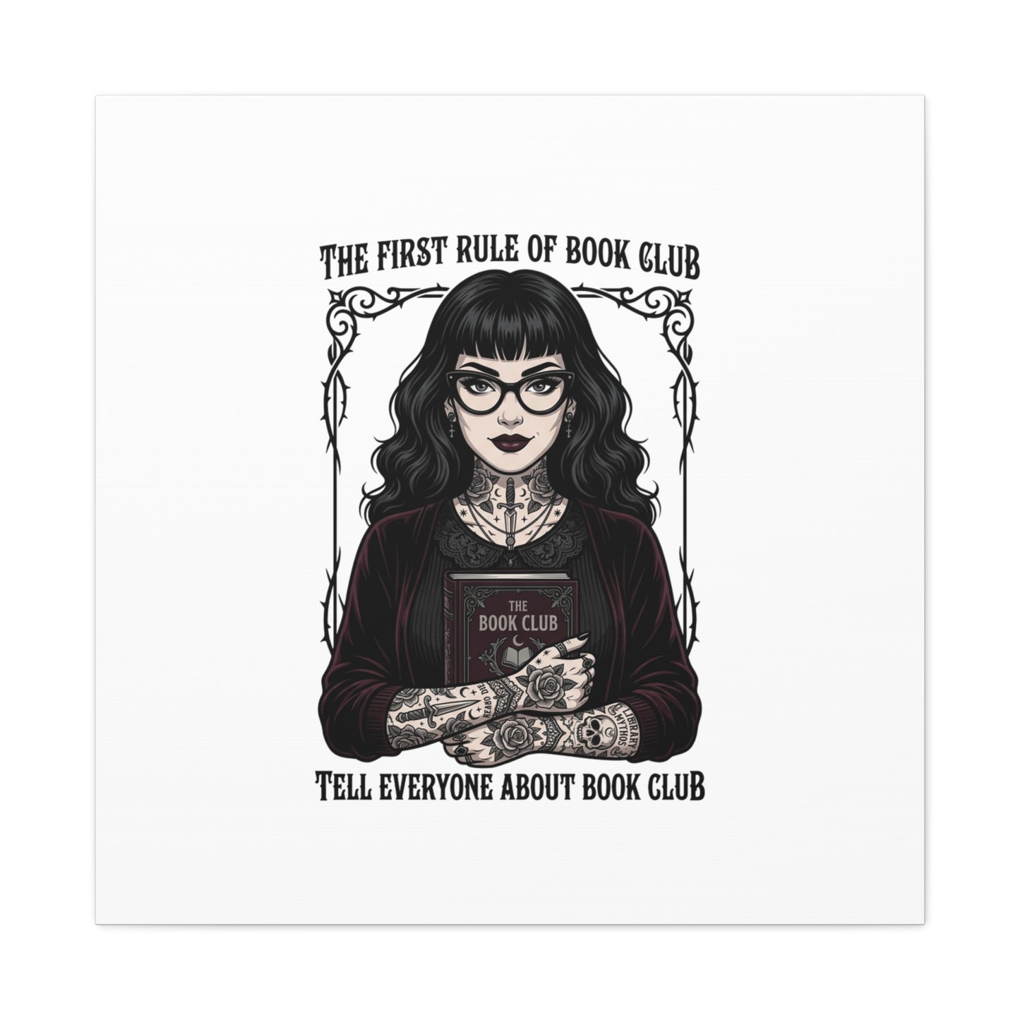 Book Club Rule Canvas | Book Lover, Dark Academia Reading Decor