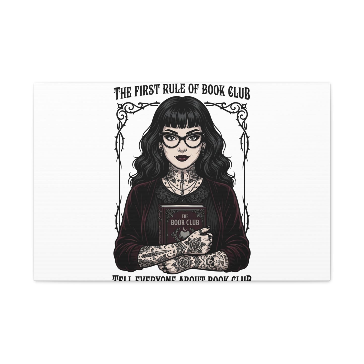 Book Club Rule Canvas | Book Lover, Dark Academia Reading Decor