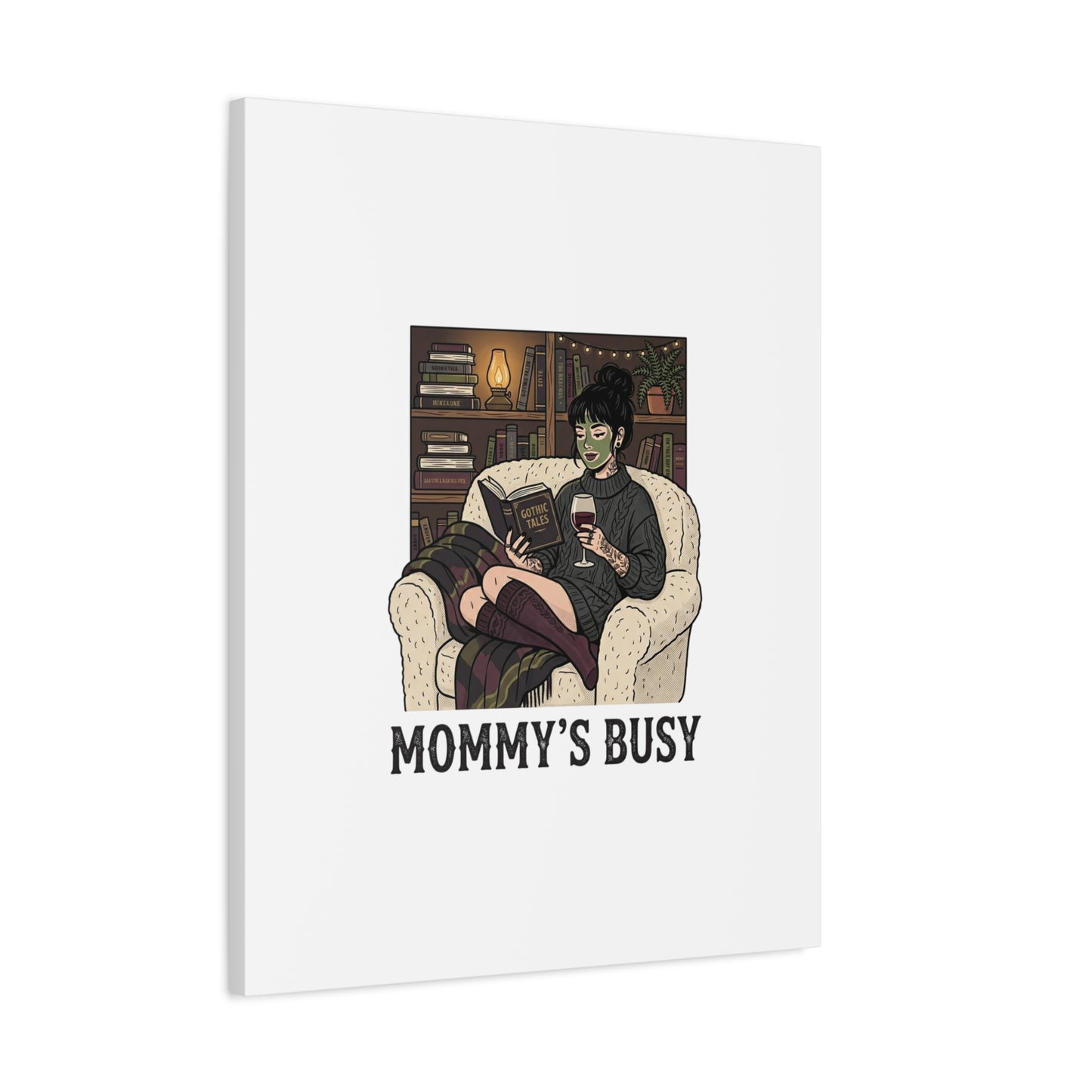 Mommy's Busy Reading Canvas, Book Lover Wall Art | Cozy Reader, Dark Academia
