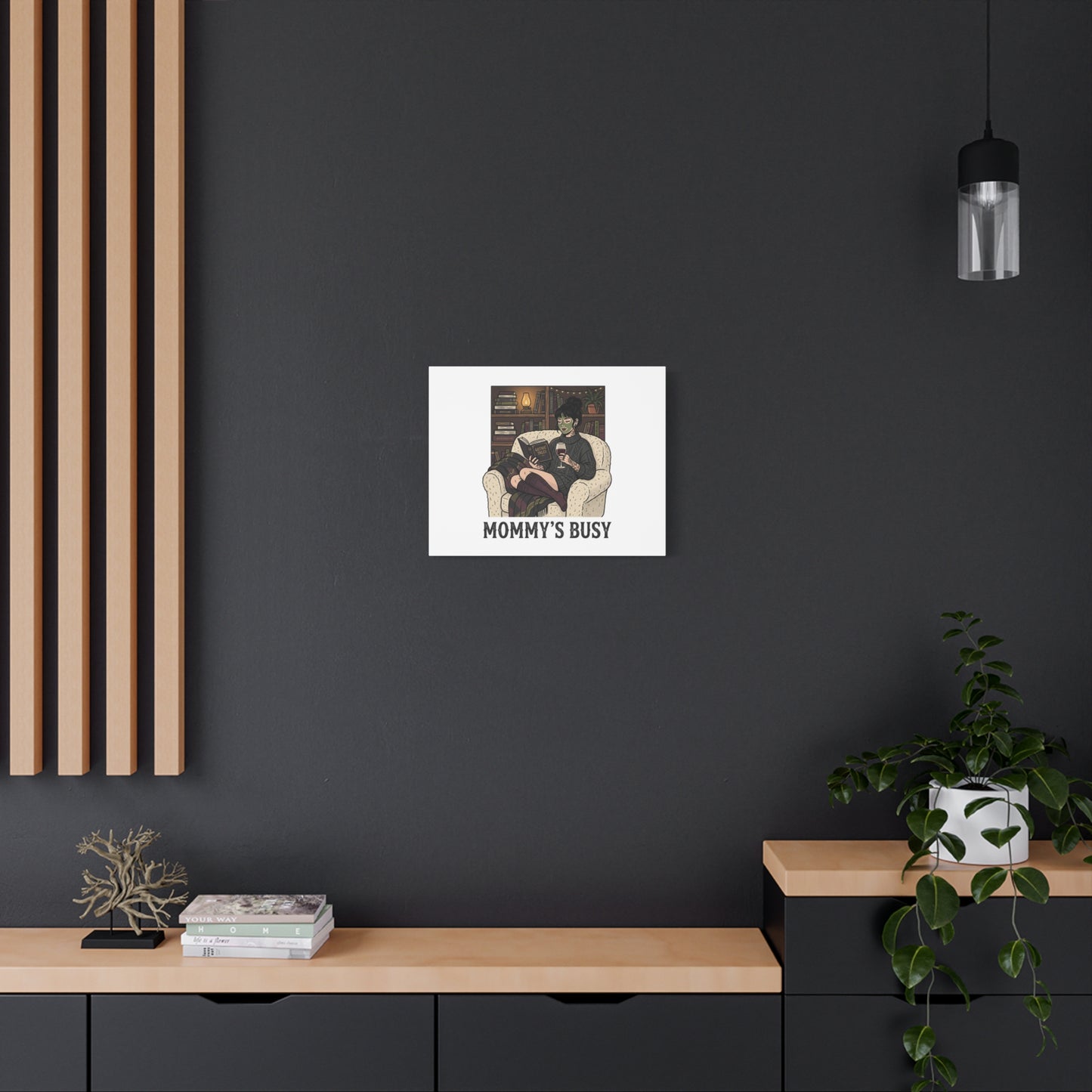 Mommy's Busy Reading Canvas, Book Lover Wall Art | Cozy Reader, Dark Academia