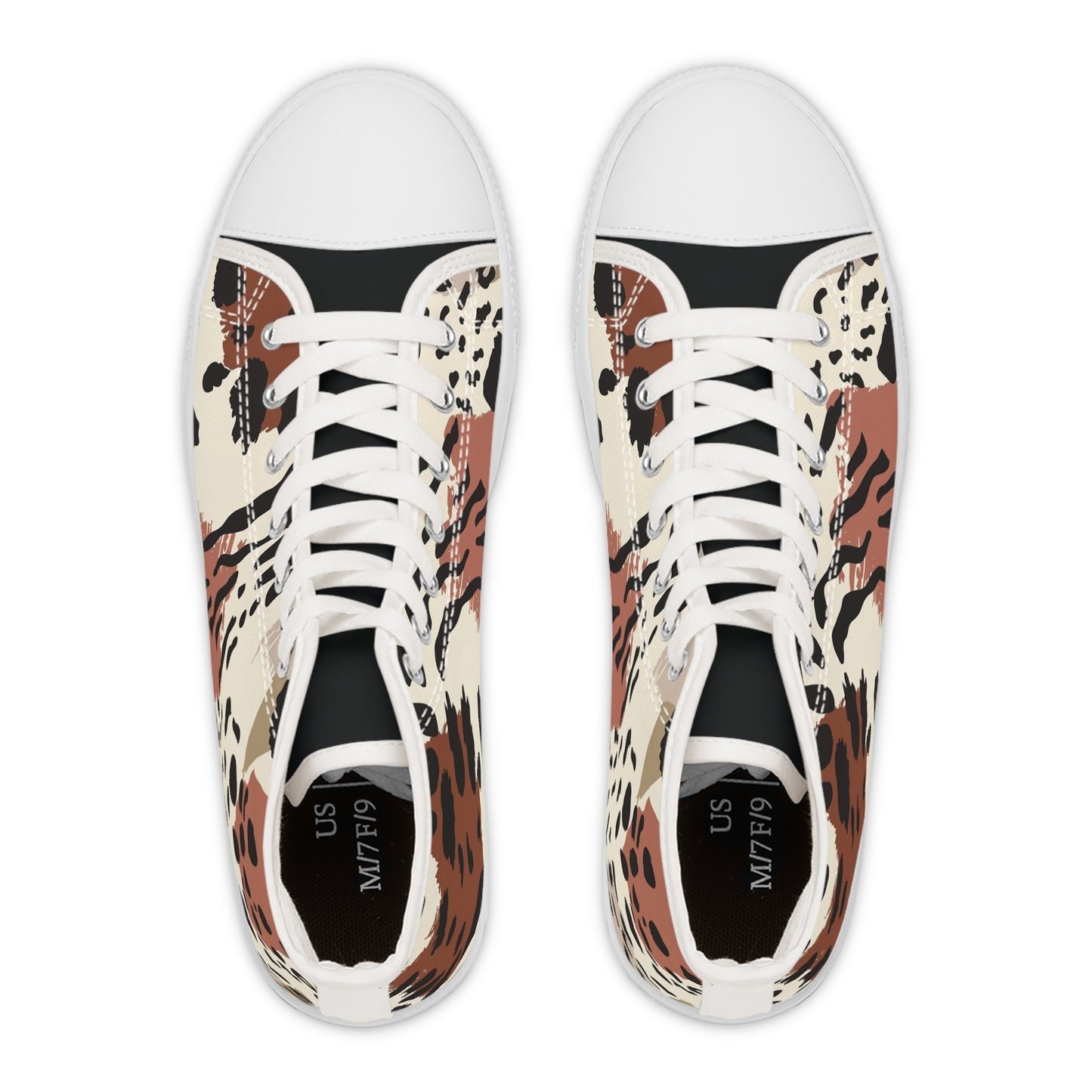 Women's Bougie In Brown High Top Sneakers — Neutral Mixed Animal Print Canvas Sneakers