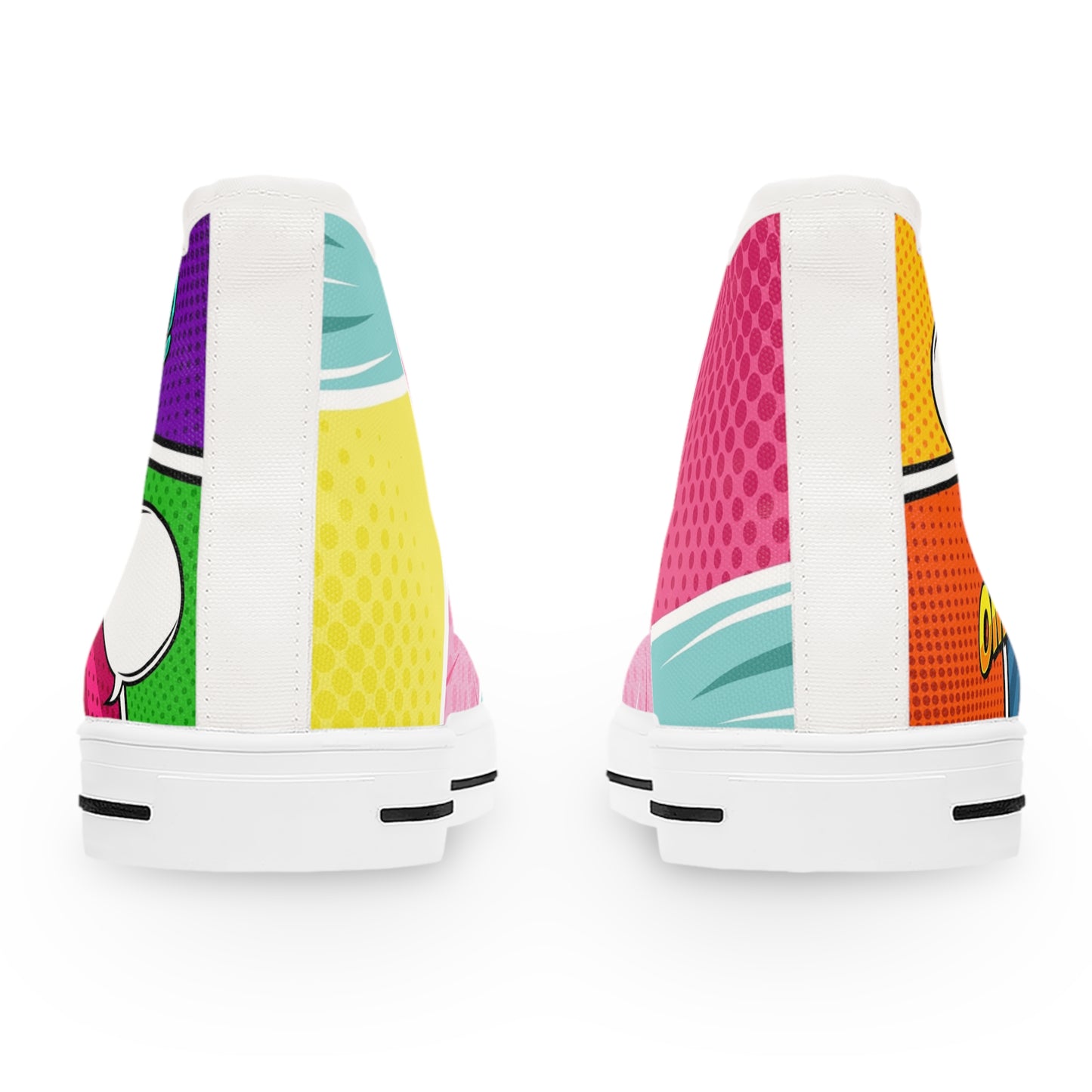 Women’s Pop Art High-Top Sneakers — Colorful Comic Graphic Print