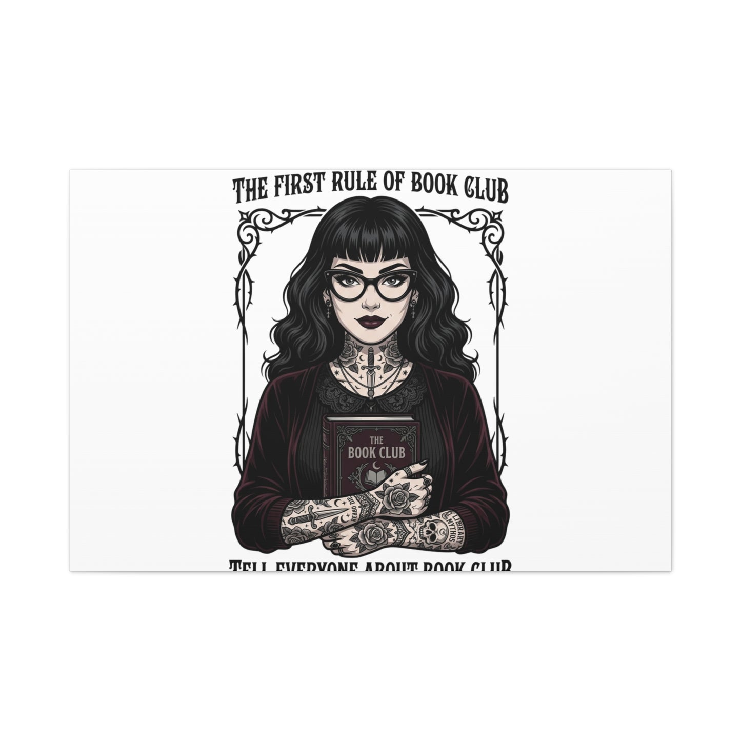 Book Club Rule Canvas | Book Lover, Dark Academia Reading Decor