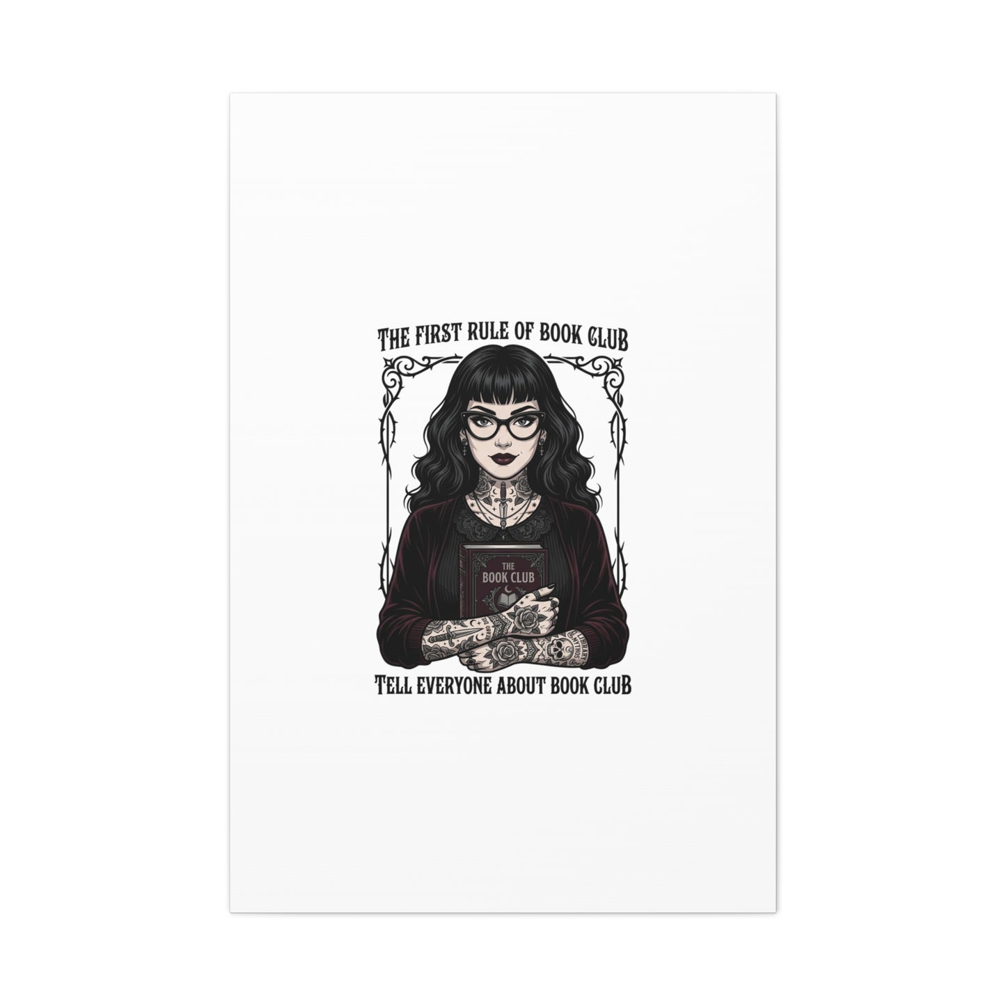 Book Club Rule Canvas | Book Lover, Dark Academia Reading Decor