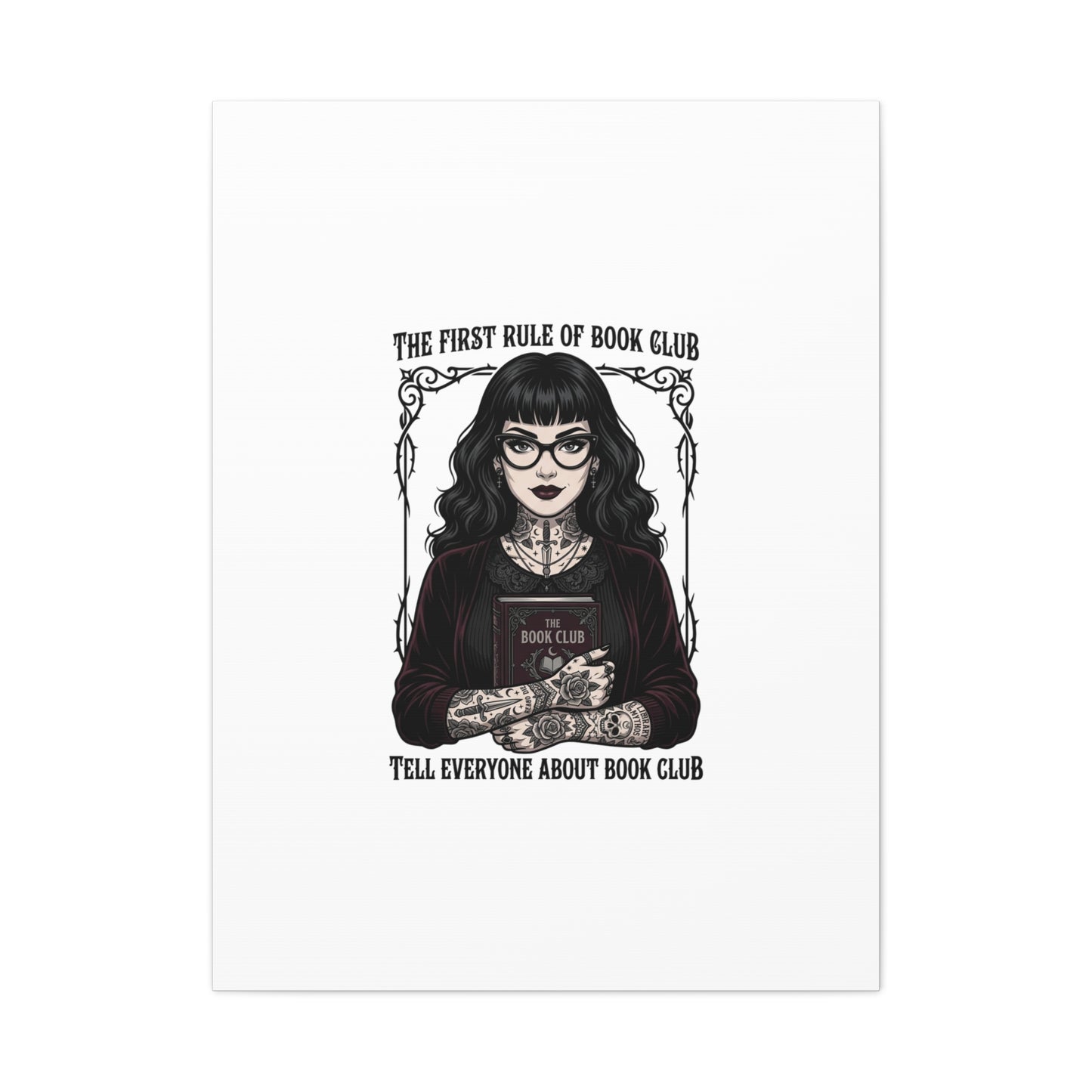 Book Club Rule Canvas | Book Lover, Dark Academia Reading Decor