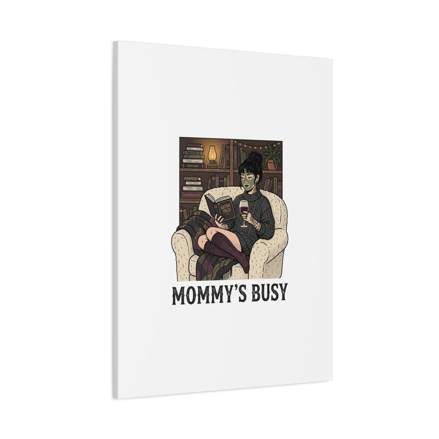 Mommy's Busy Reading Canvas, Book Lover Wall Art | Cozy Reader, Dark Academia