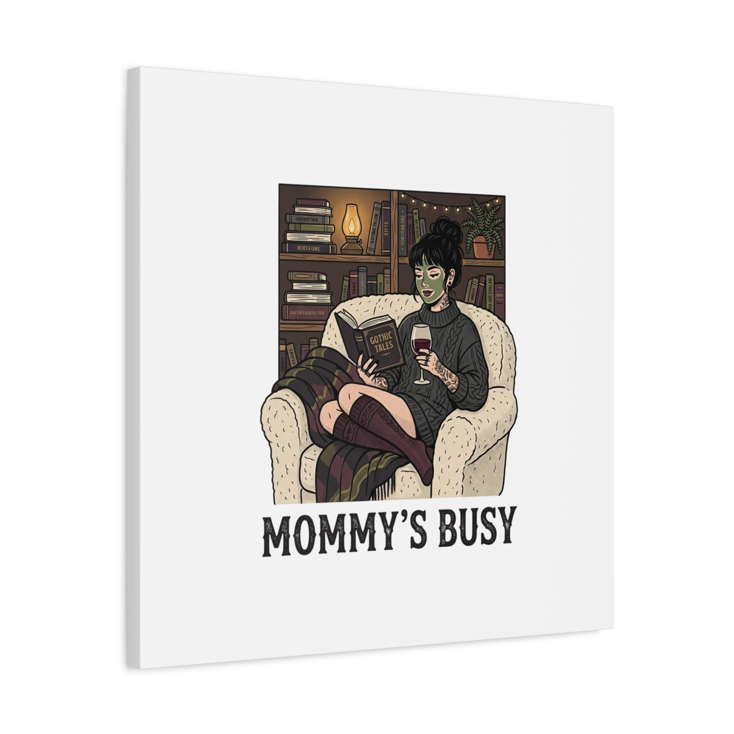 Mommy's Busy Reading Canvas, Book Lover Wall Art | Cozy Reader, Dark Academia