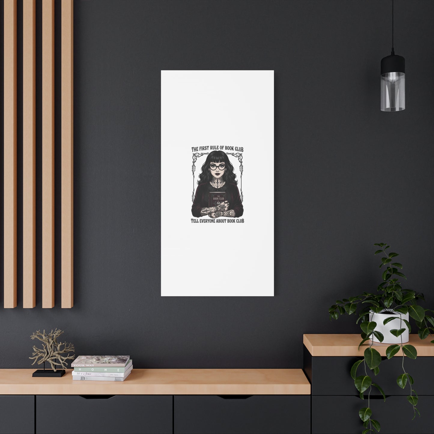 Book Club Rule Canvas | Book Lover, Dark Academia Reading Decor