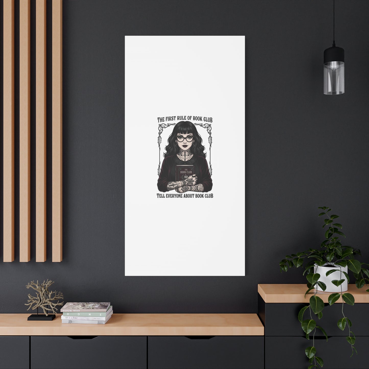 Book Club Rule Canvas | Book Lover, Dark Academia Reading Decor