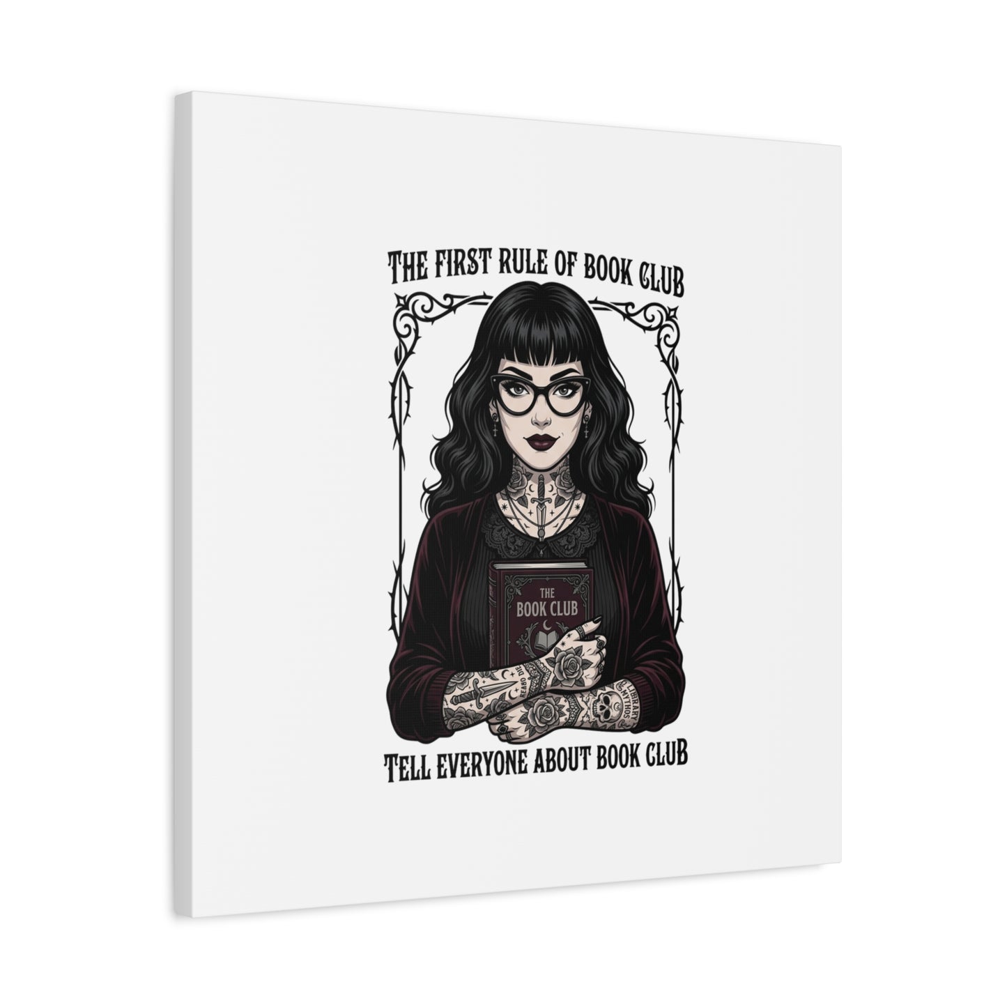 Book Club Rule Canvas | Book Lover, Dark Academia Reading Decor