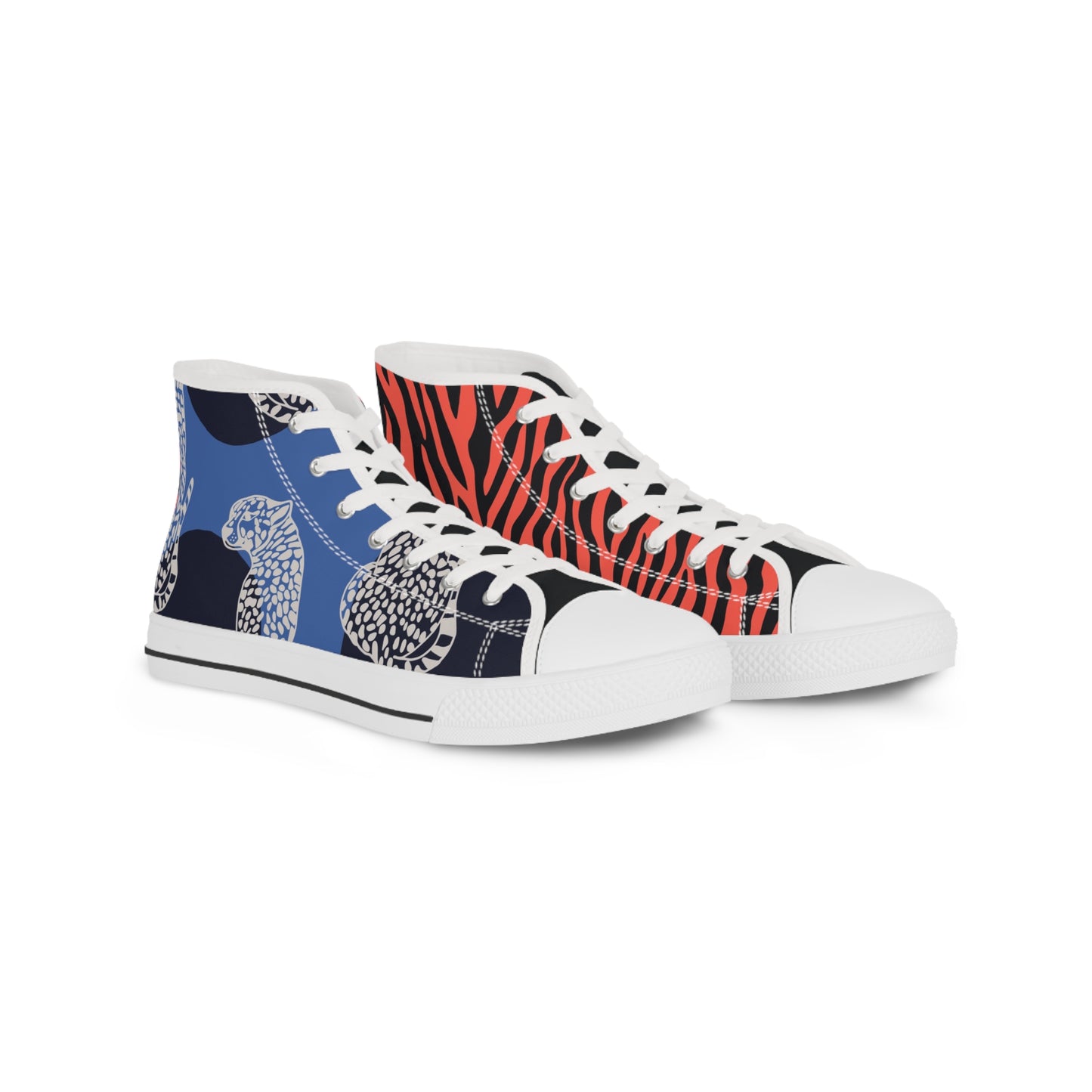 Men's Funky Fella High Top Sneakers — Bold Zebra & Abstract Coral Pattern