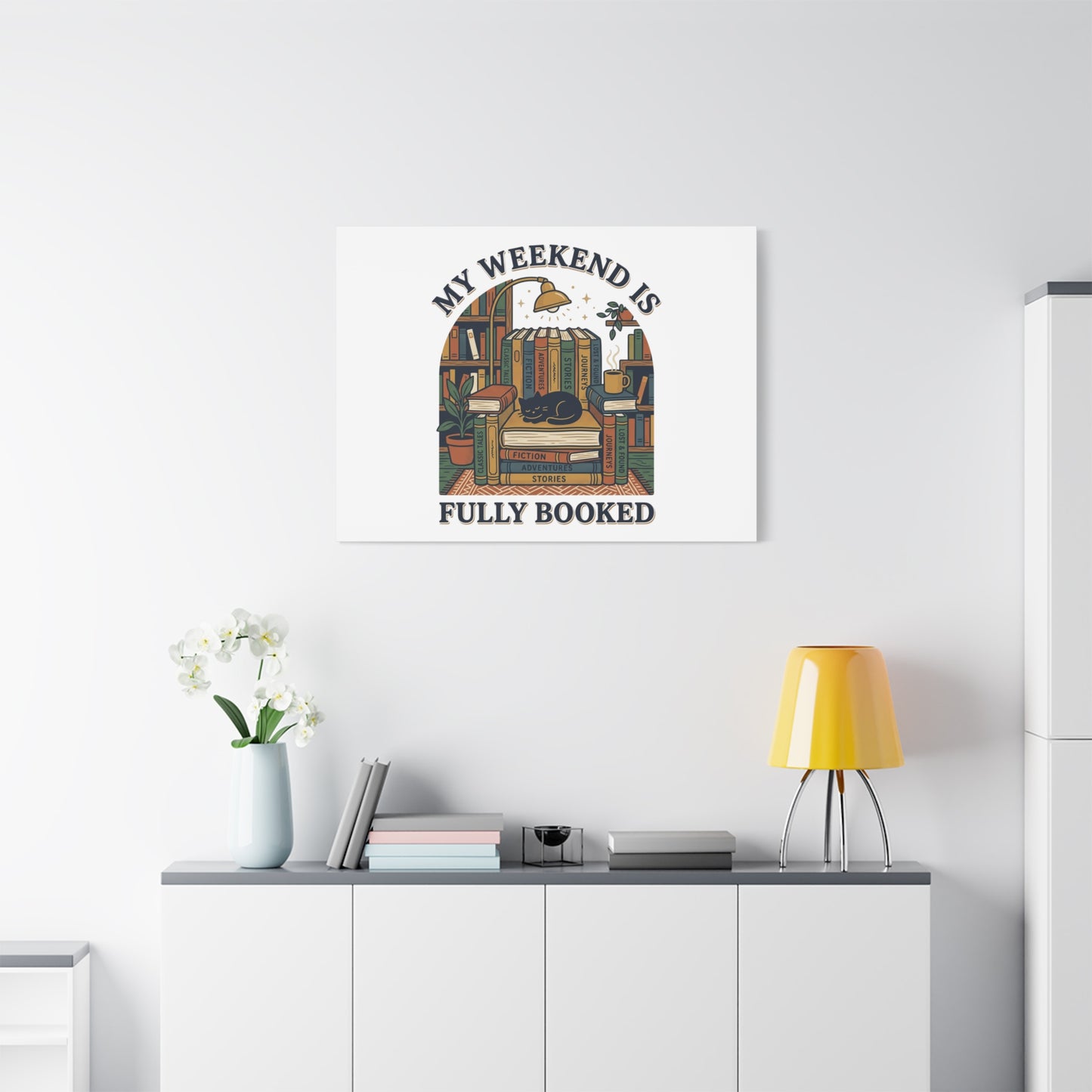 My Weekend Is Fully Booked Canvas | Book Lover, Cozy Reader Art
