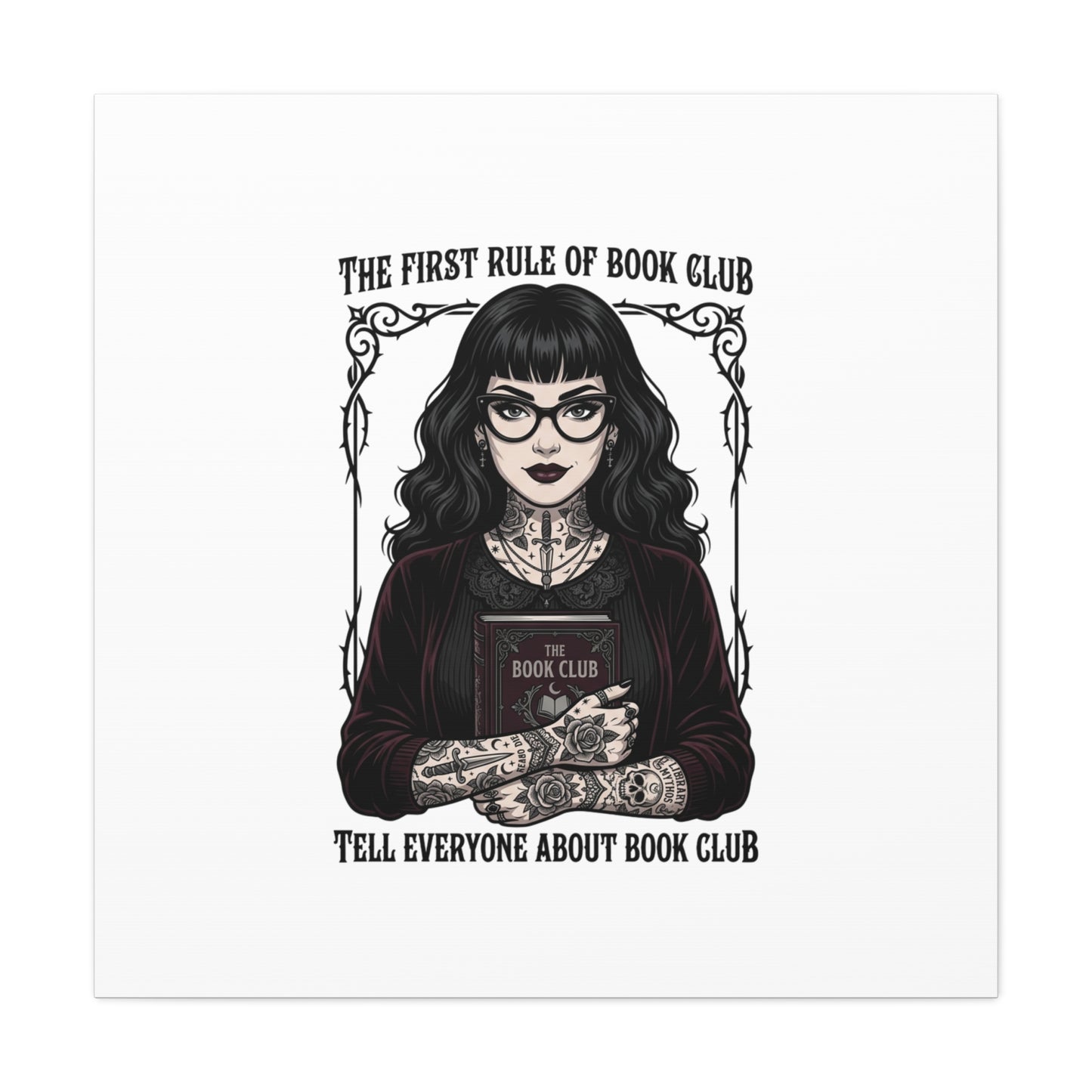 Book Club Rule Canvas | Book Lover, Dark Academia Reading Decor
