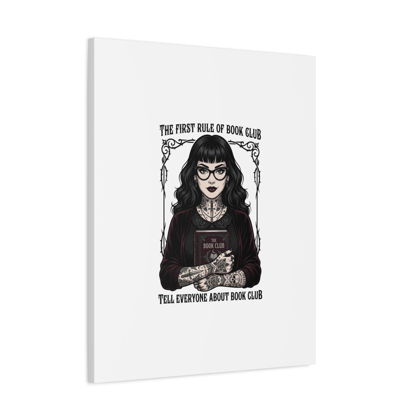 Book Club Rule Canvas | Book Lover, Dark Academia Reading Decor