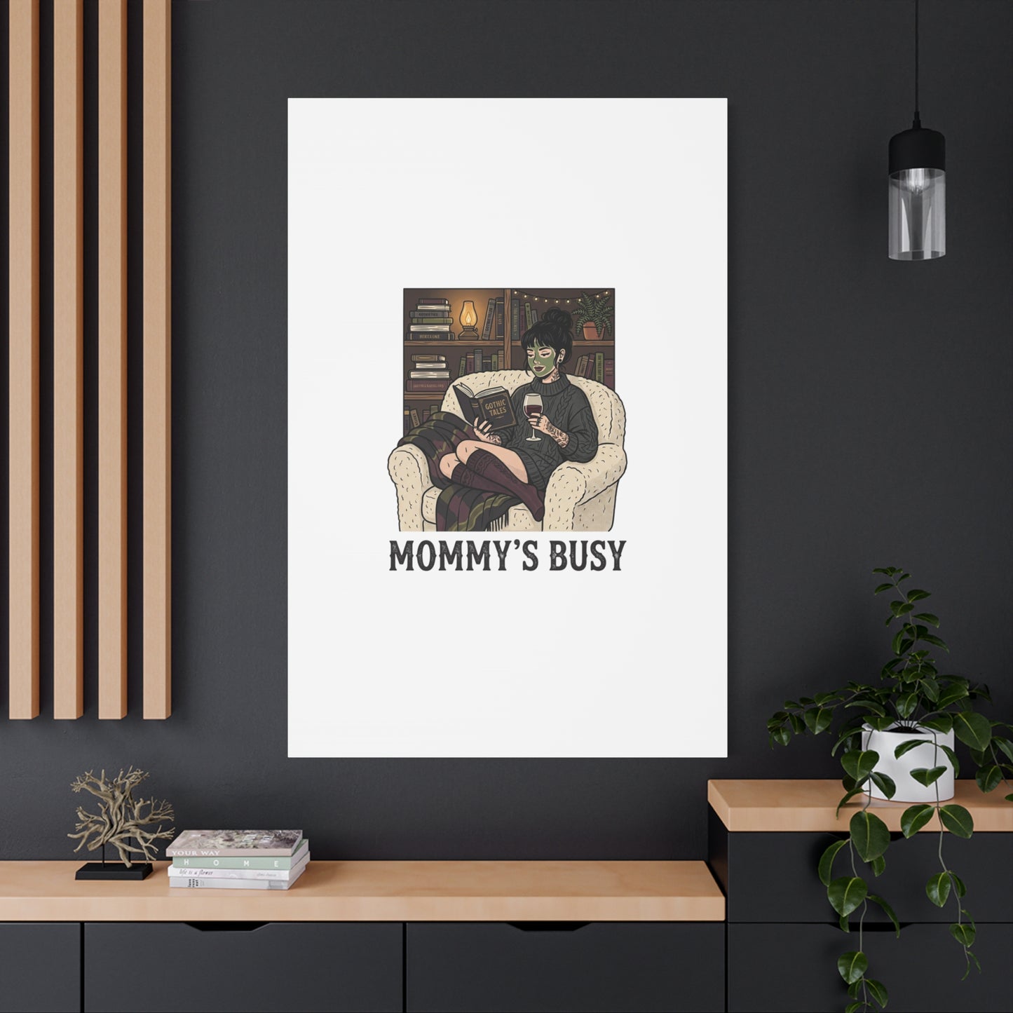 Mommy's Busy Reading Canvas, Book Lover Wall Art | Cozy Reader, Dark Academia