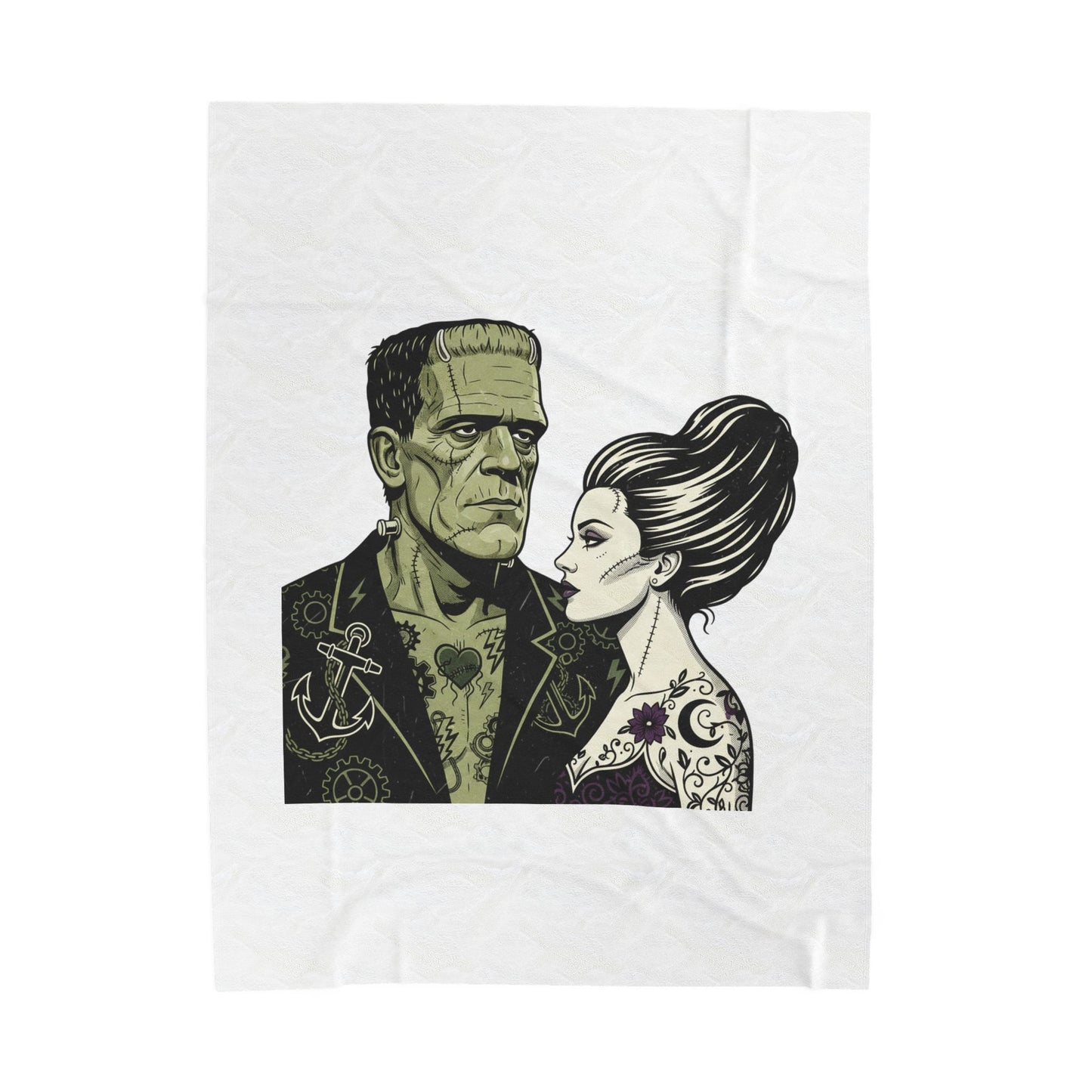 Monster love Plush Blanket | Grunge Plaid Revival, 90s Rock Patchwork