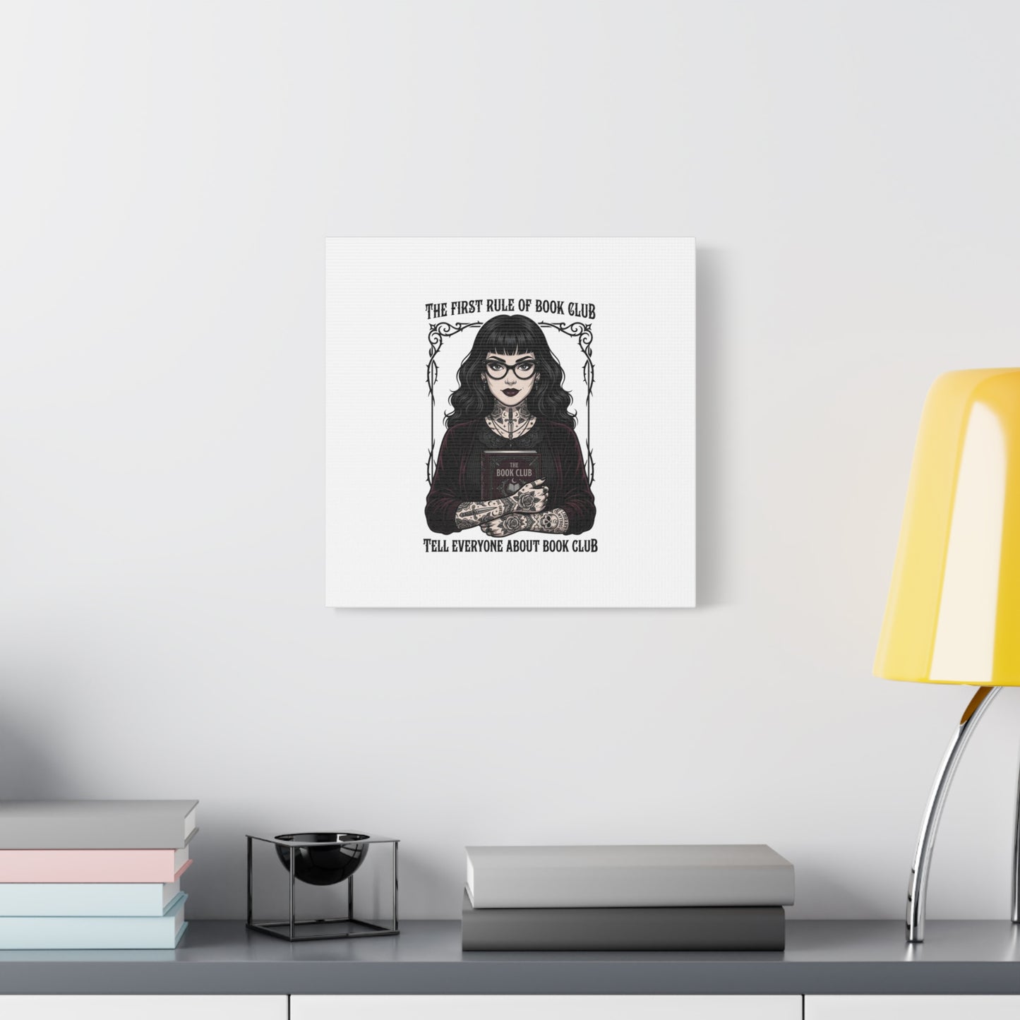 Book Club Rule Canvas | Book Lover, Dark Academia Reading Decor