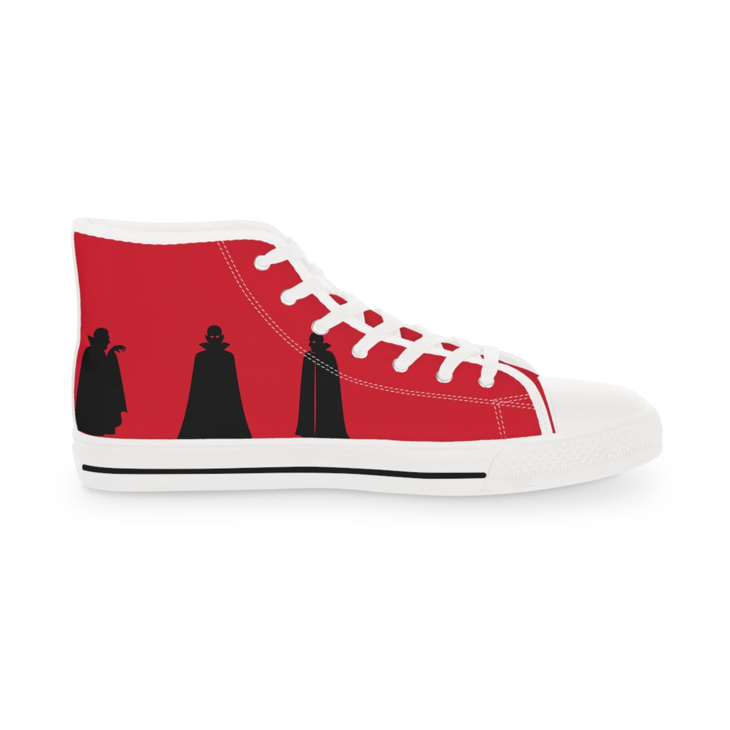 Men's Devil Dandy High Top Sneakers — Red & Black Skate-Style Men's Sneakers with Graphic Side Art