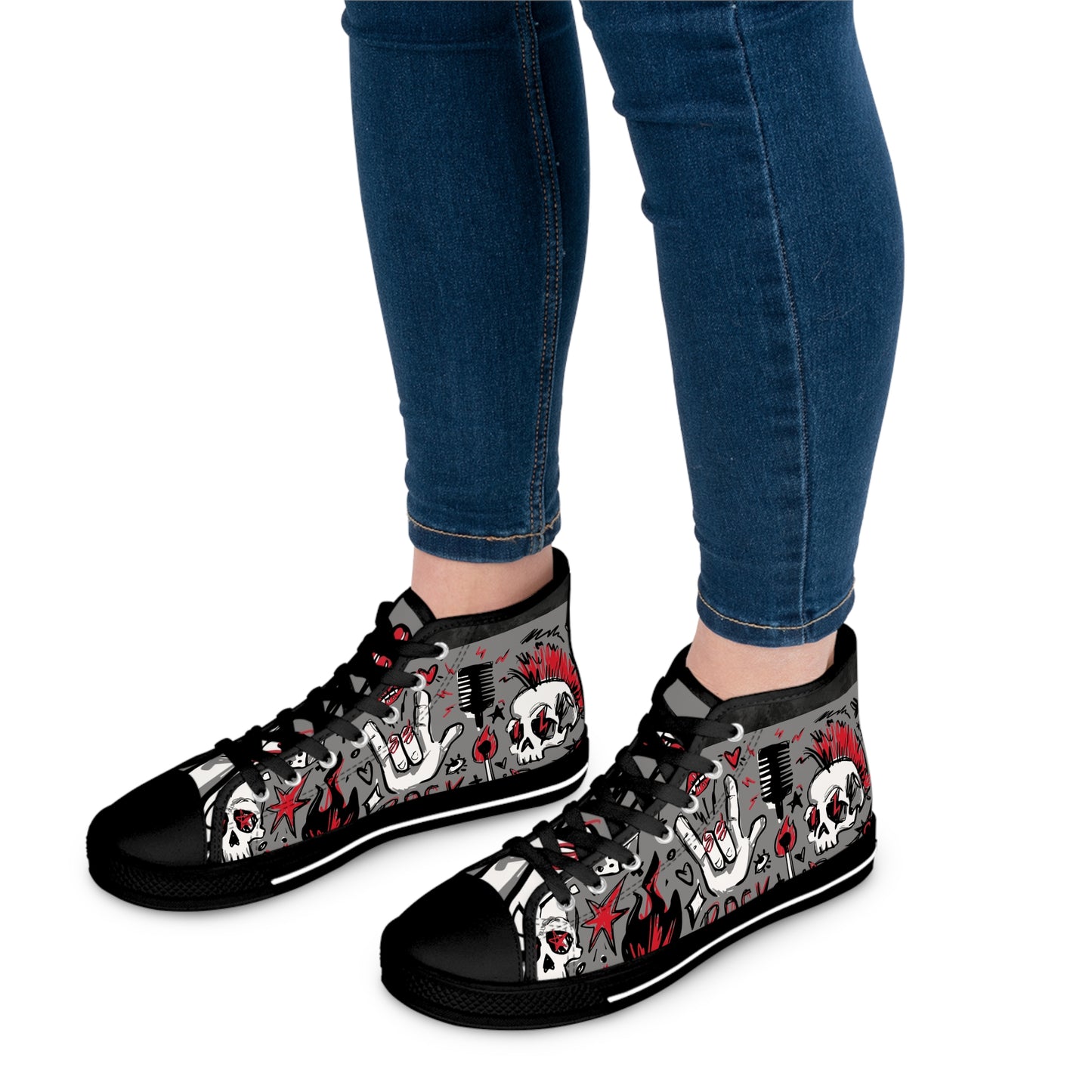 Women's Not A Phase High Top Sneakers — Rock Skull Punk Graphic Canvas Shoes