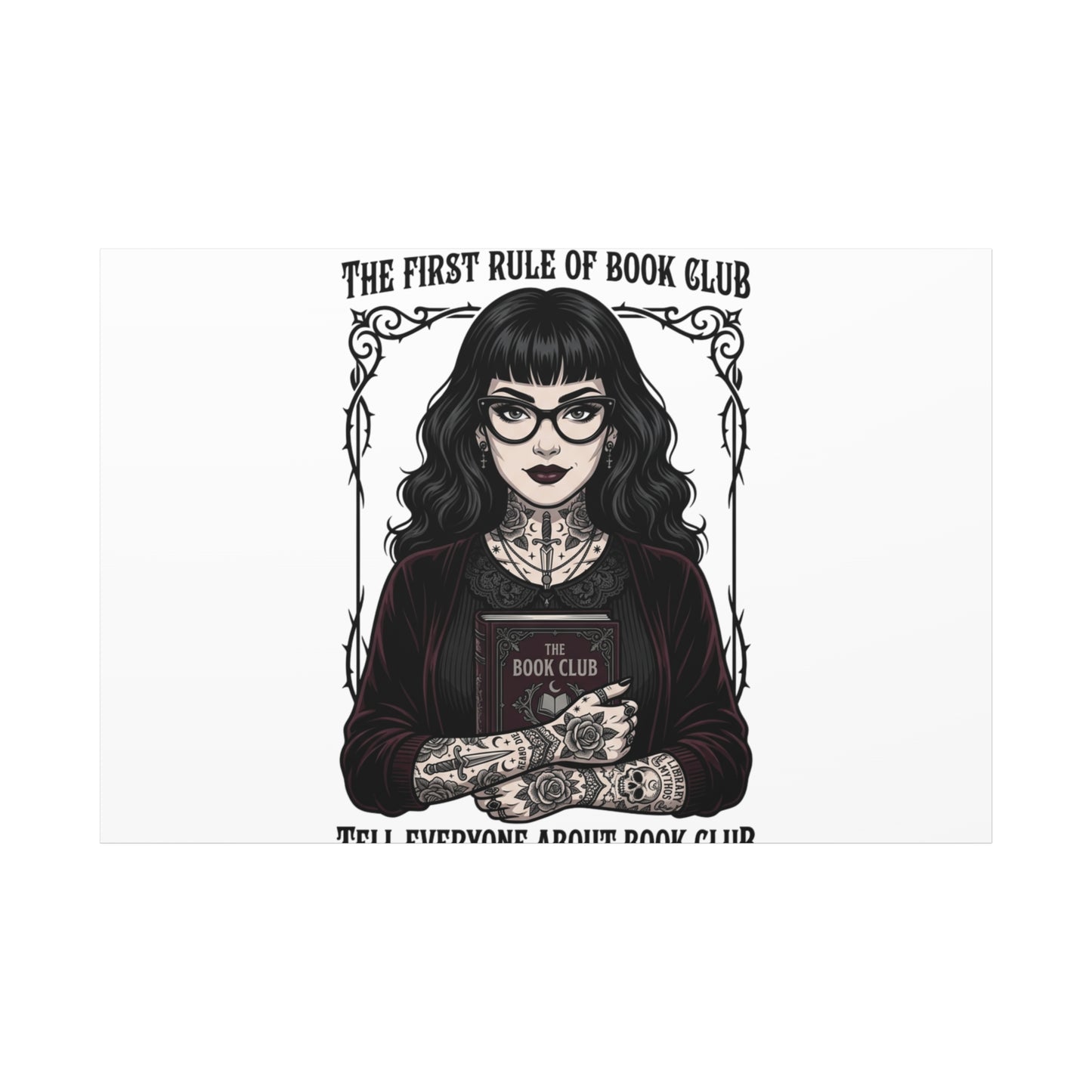 Book Club Rule Canvas | Book Lover, Dark Academia Reading Decor