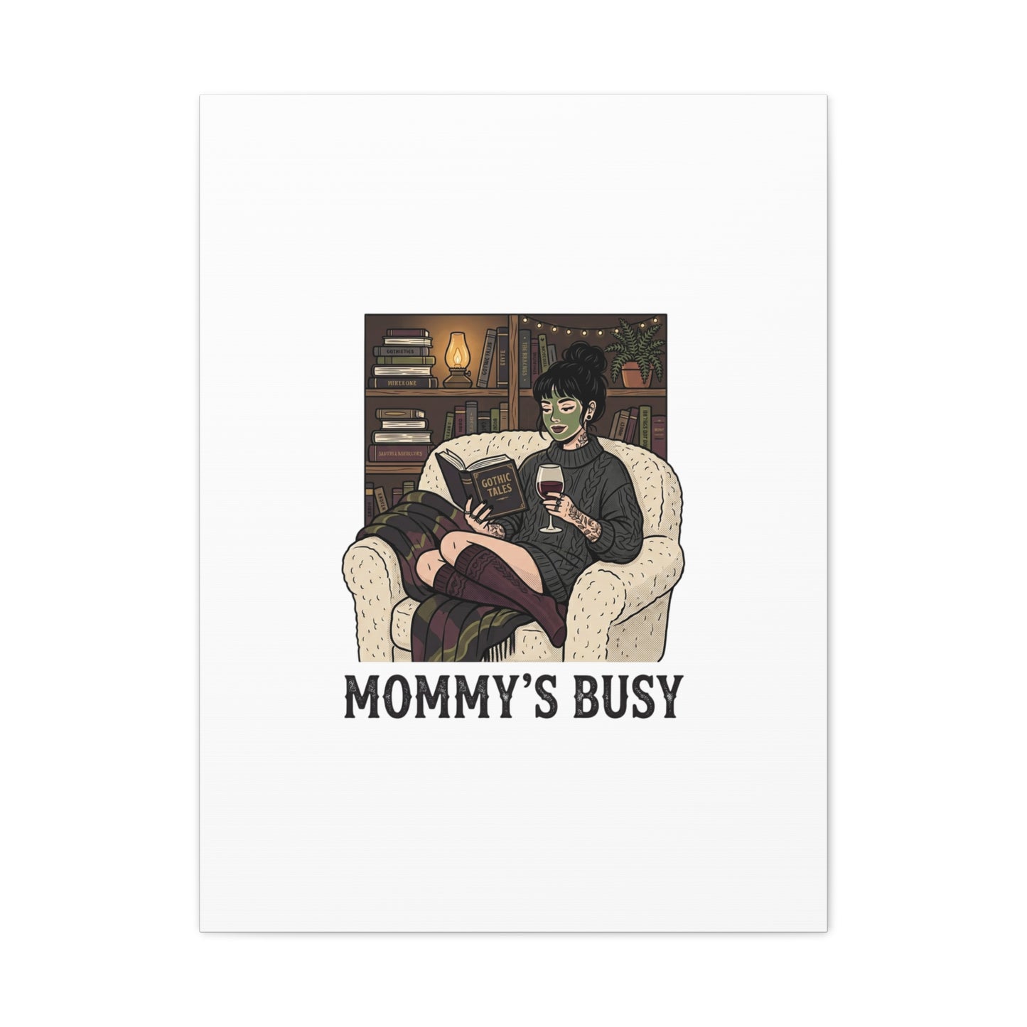 Mommy's Busy Reading Canvas, Book Lover Wall Art | Cozy Reader, Dark Academia