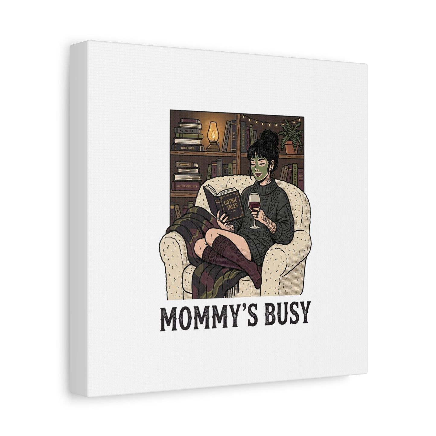 Mommy's Busy Reading Canvas, Book Lover Wall Art | Cozy Reader, Dark Academia