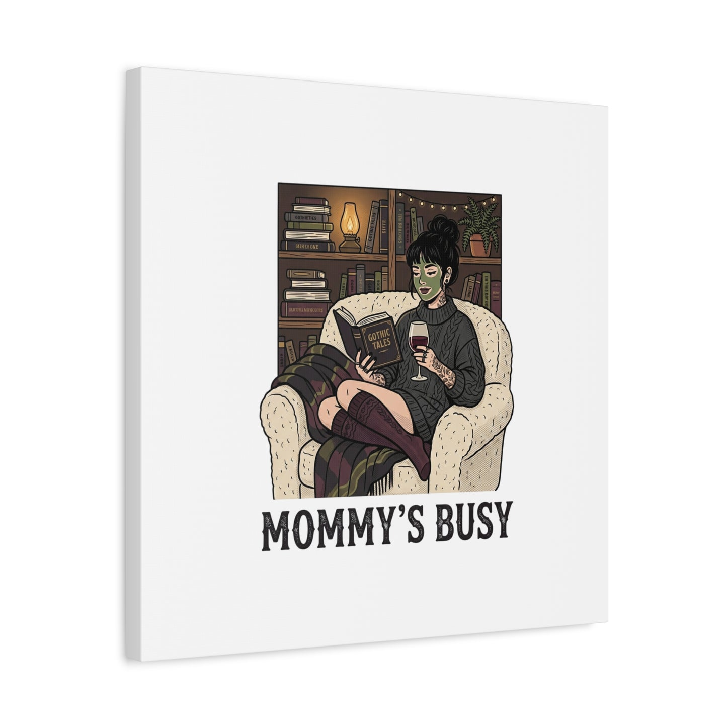 Mommy's Busy Reading Canvas, Book Lover Wall Art | Cozy Reader, Dark Academia