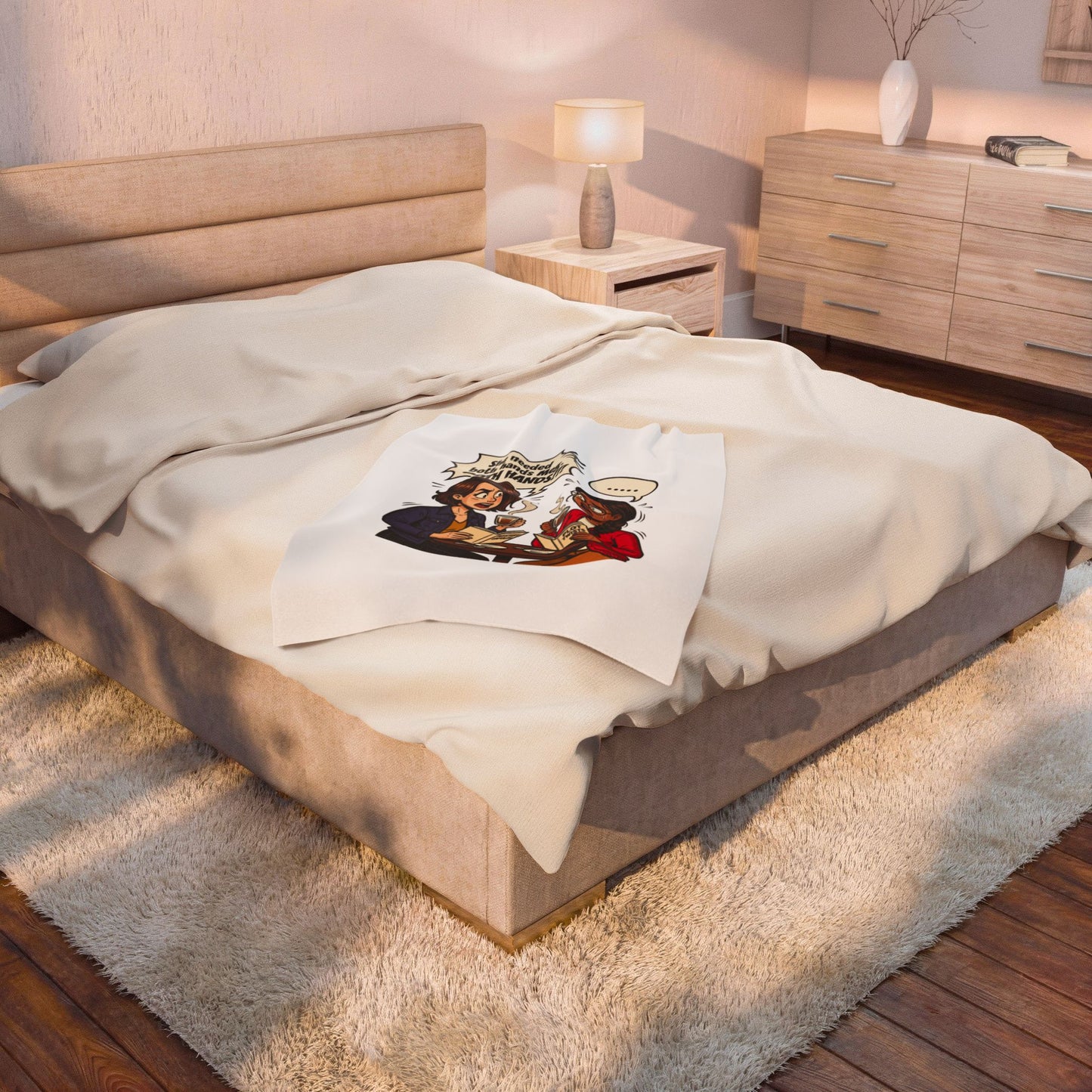 Bookish Comic Quote Velveteen Plush Blanket | Cozy Reader, Library Aesthetic