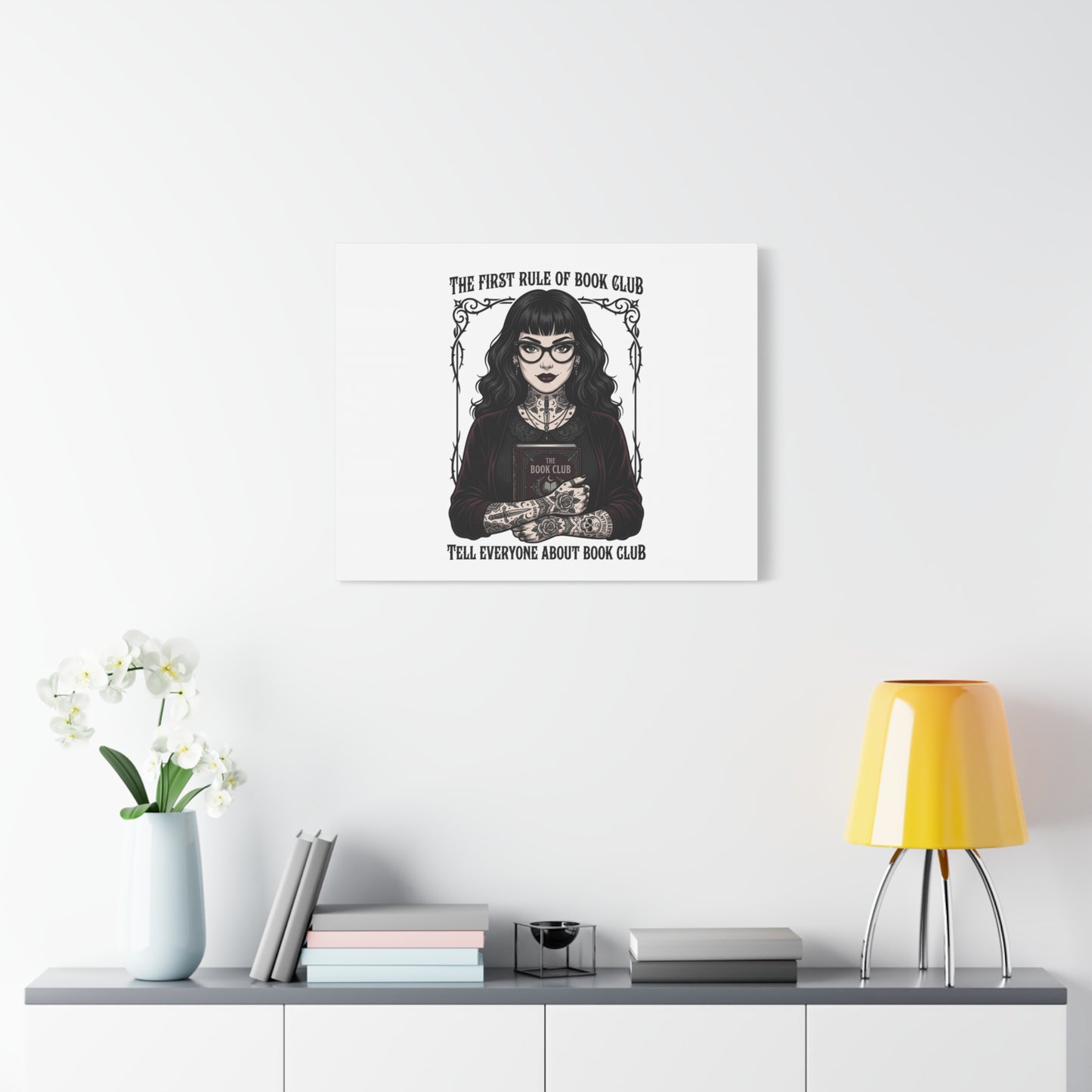 Book Club Rule Canvas | Book Lover, Dark Academia Reading Decor