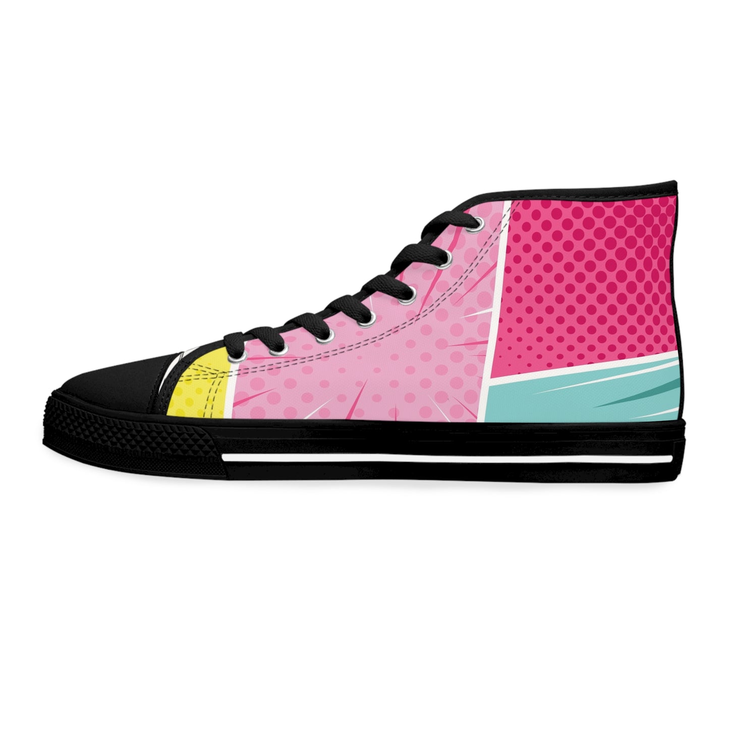 Women’s Pop Art High-Top Sneakers — Colorful Comic Graphic Print