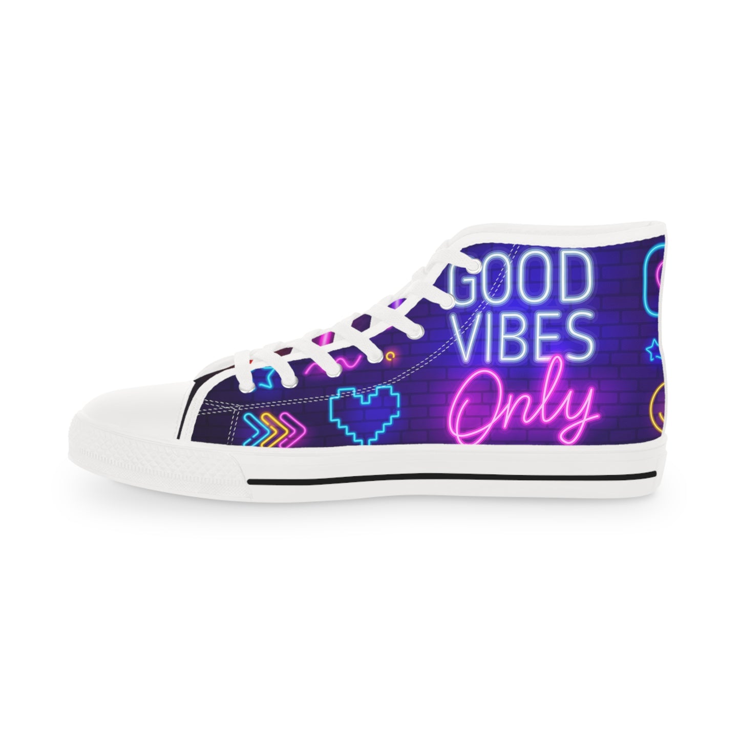 Men's Good Vibes Good Times High Top Sneakers — Neon 'Good Vibes' Street Style Men's Sneakers