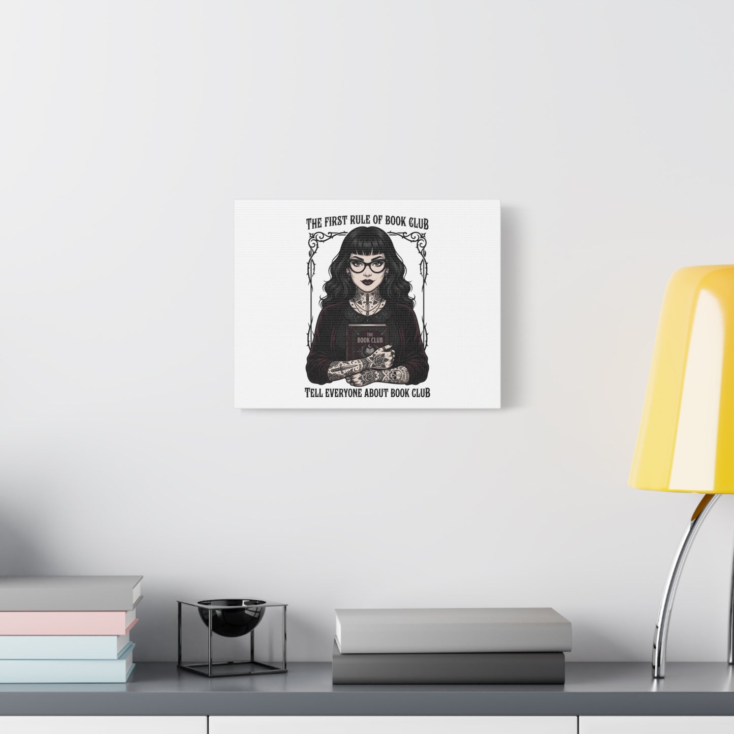 Book Club Rule Canvas | Book Lover, Dark Academia Reading Decor