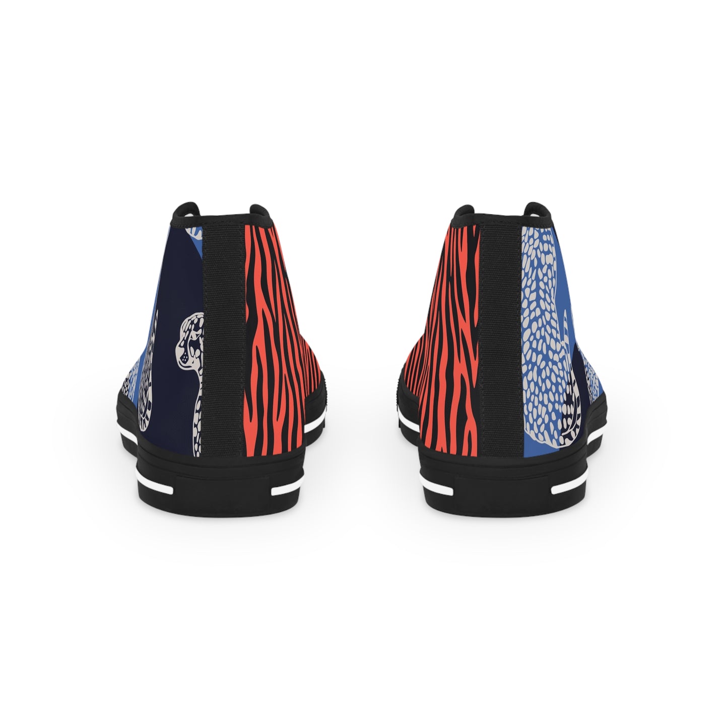 Men's Funky Fella High Top Sneakers — Bold Zebra & Abstract Coral Pattern