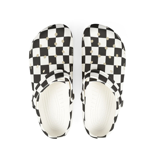 Unisex Checkerboard EVA Clogs - Black & White Slip-On Foam Shoes