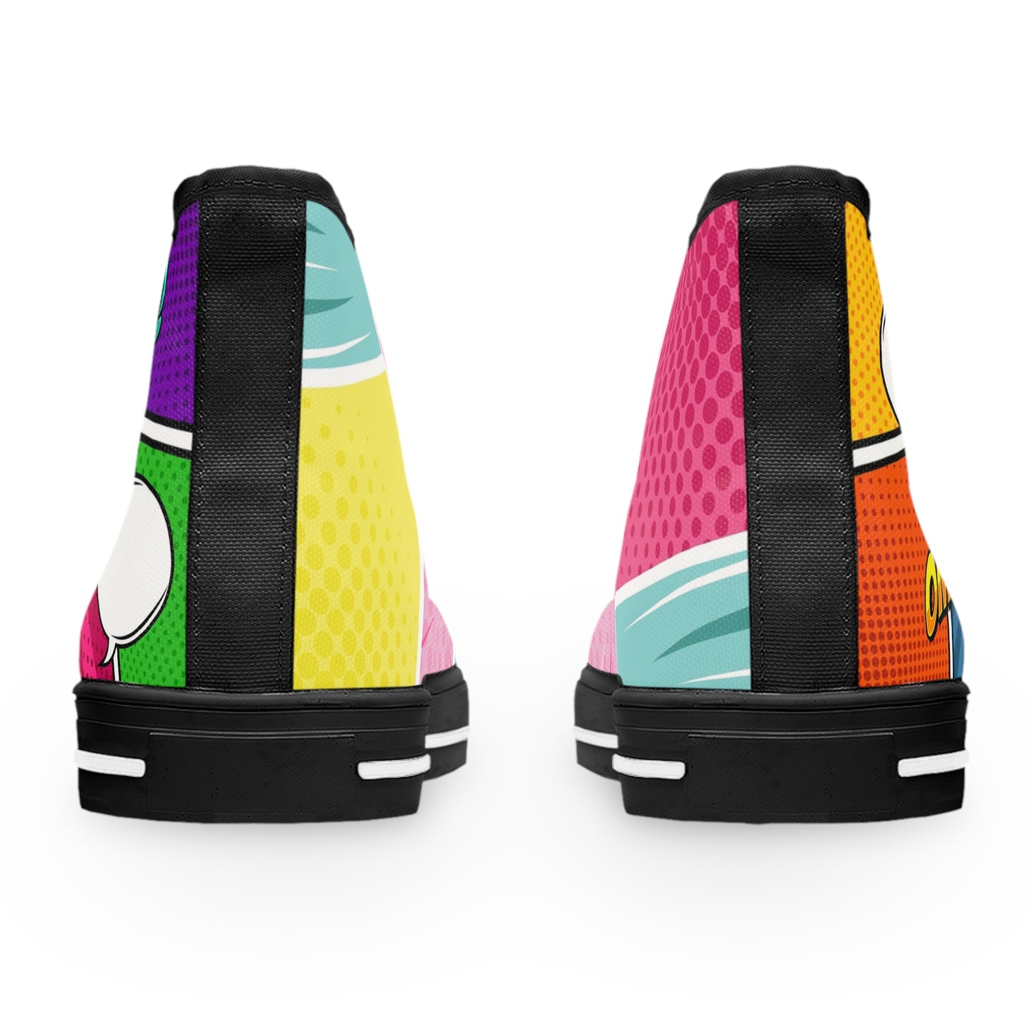 Women’s Pop Art High-Top Sneakers — Colorful Comic Graphic Print
