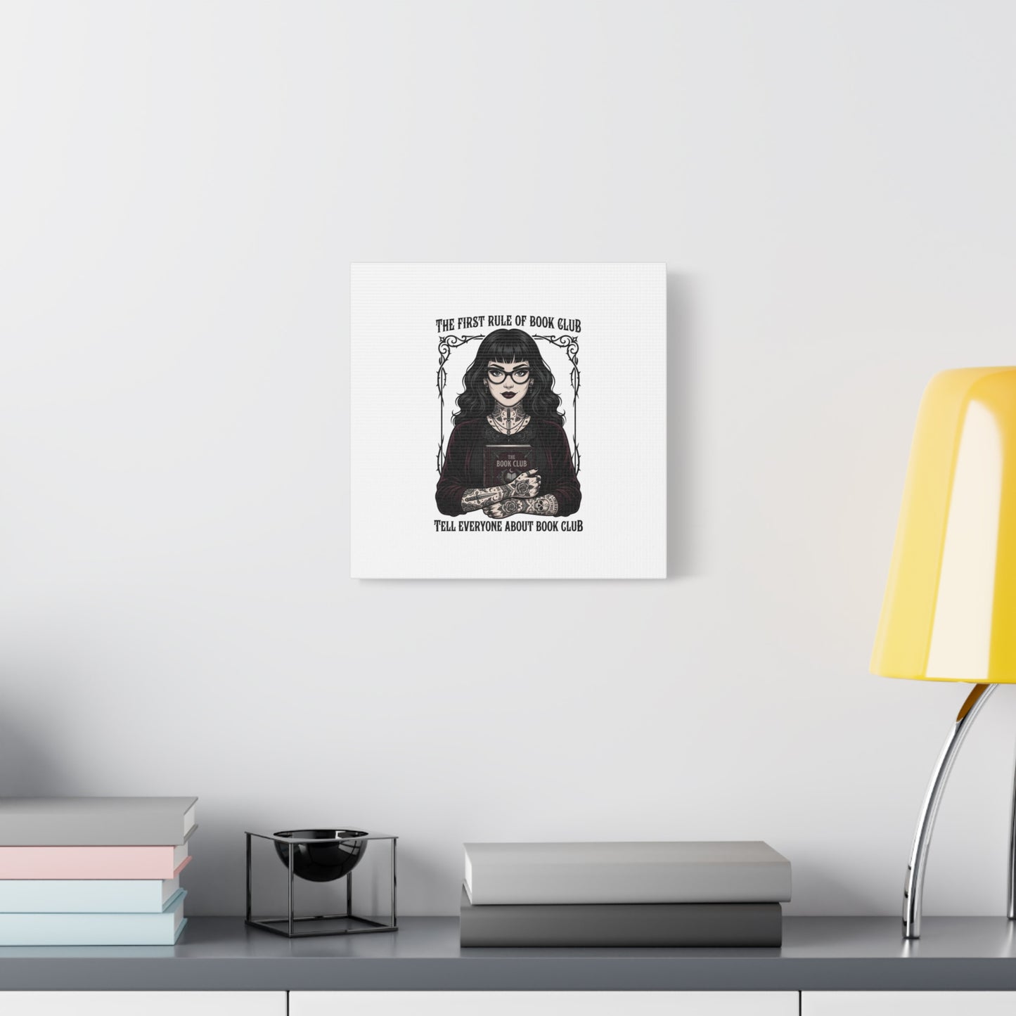 Book Club Rule Canvas | Book Lover, Dark Academia Reading Decor