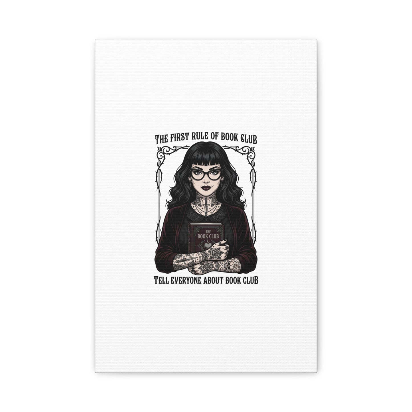 Book Club Rule Canvas | Book Lover, Dark Academia Reading Decor