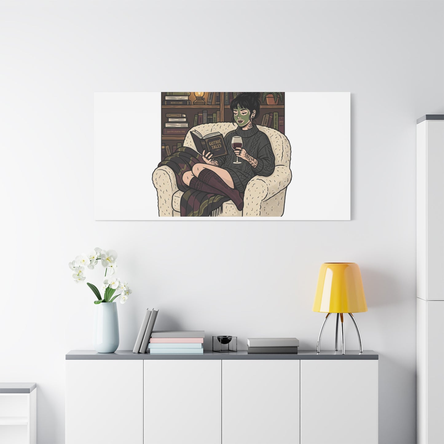 Mommy's Busy Reading Canvas, Book Lover Wall Art | Cozy Reader, Dark Academia