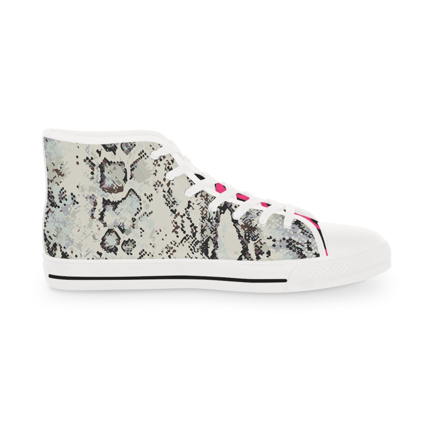 Men's Snake Print High Top Sneakers — Men's Fashion Sneakers with Blue & Pink Accents