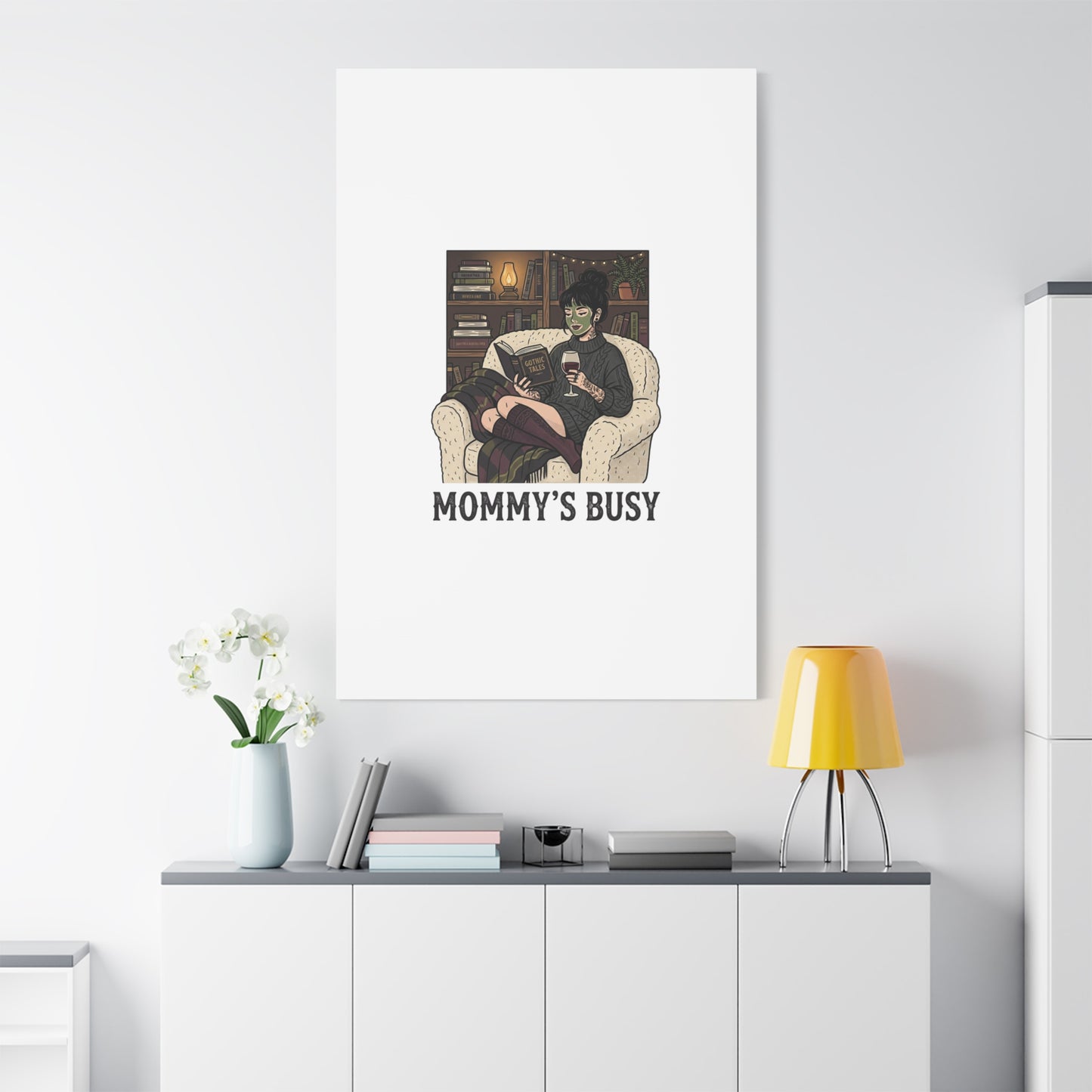 Mommy's Busy Reading Canvas, Book Lover Wall Art | Cozy Reader, Dark Academia