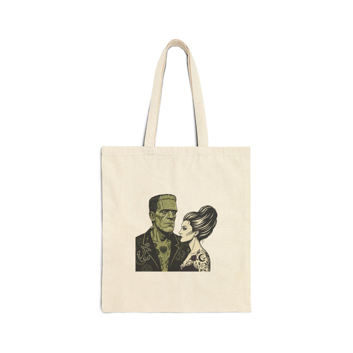 Monster Love Tote, Grunge Revival Plaid-Inspired Punk Graphic Tote