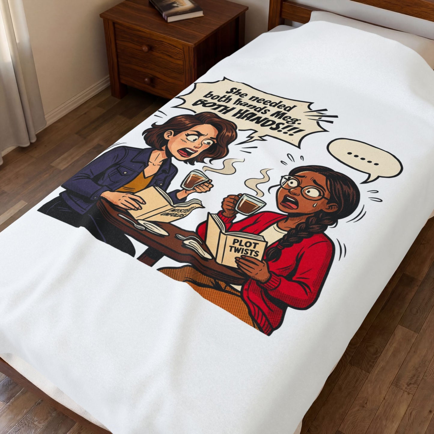 Bookish Comic Quote Velveteen Plush Blanket | Cozy Reader, Library Aesthetic