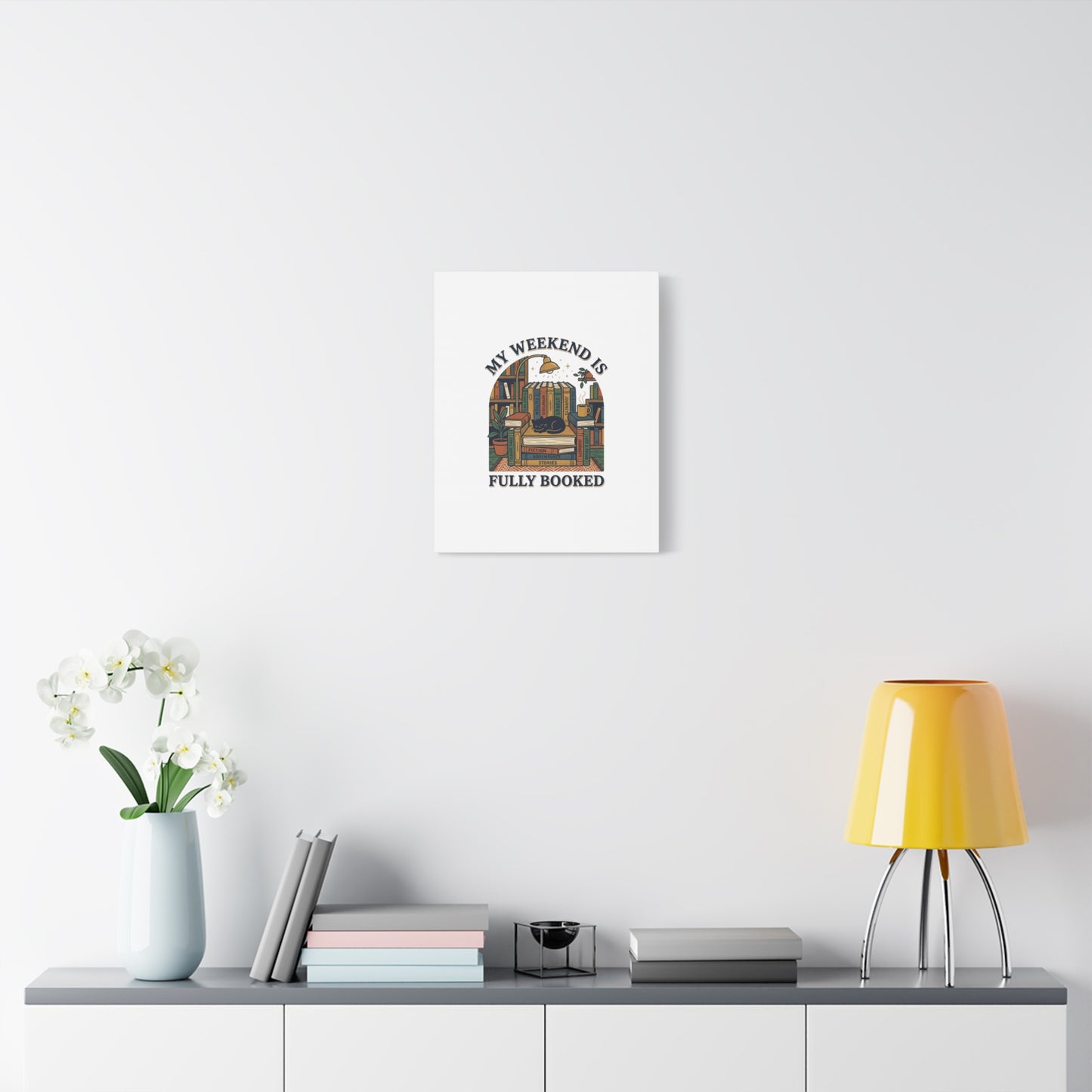 My Weekend Is Fully Booked Canvas | Book Lover, Cozy Reader Art