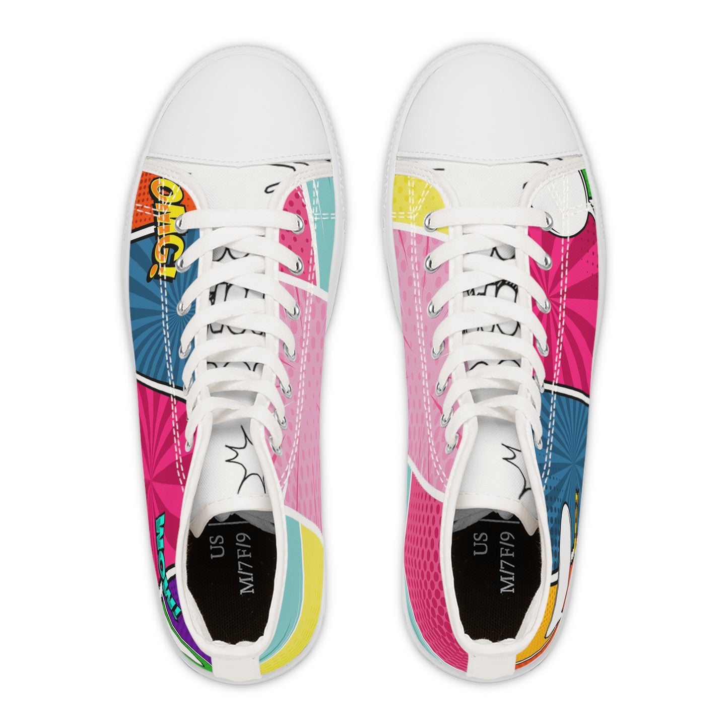 Women’s Pop Art High-Top Sneakers — Colorful Comic Graphic Print